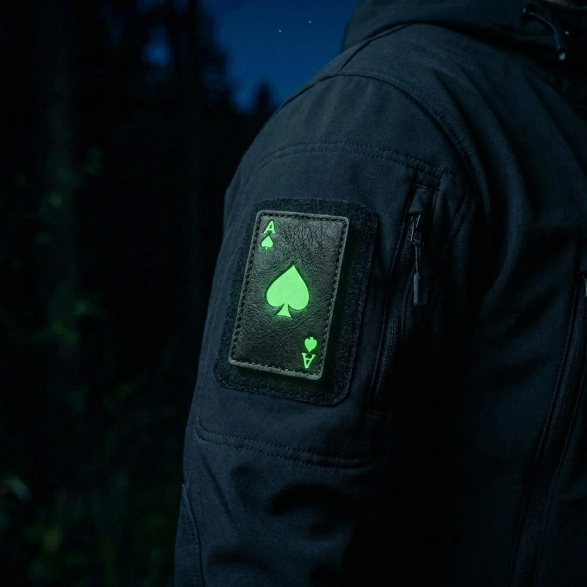 As de Piccos Brillante al Buio - Morale Patch - Patch Zaino tattico - Patch CrossFit per Zaini, Giubbotti e Abbigliamento Personalizzato 8x5 cm