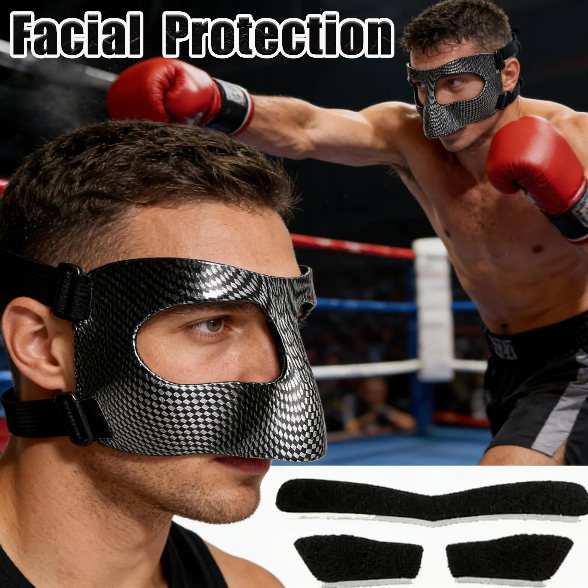 Visiera Protettiva per Naso Resistente Agli Urti, Protezione Viso Regolabile per Softball Basket