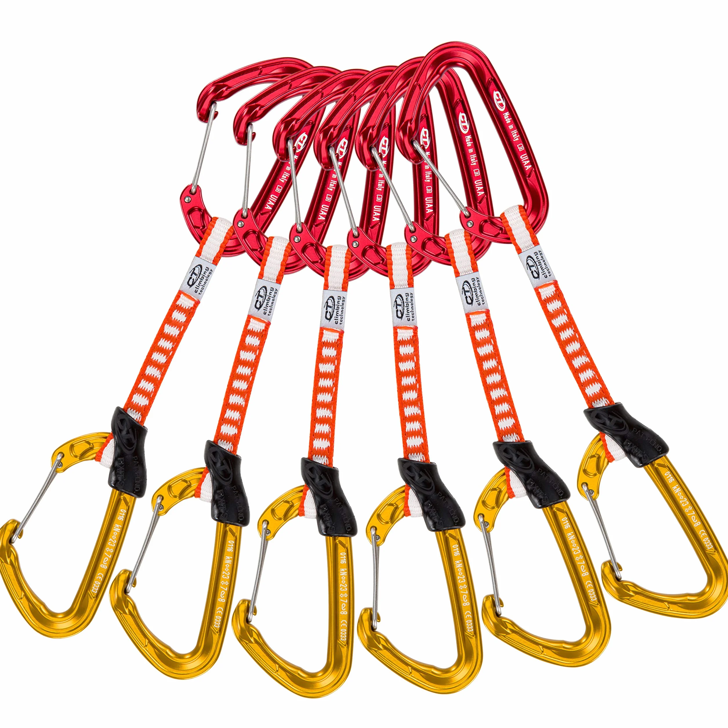 Climbing Technology 2E692FOC0SCTXXP Fly-Weight Evo Set DY Rinvio, Confezione da 6 Pezzi, Rosso/Oro