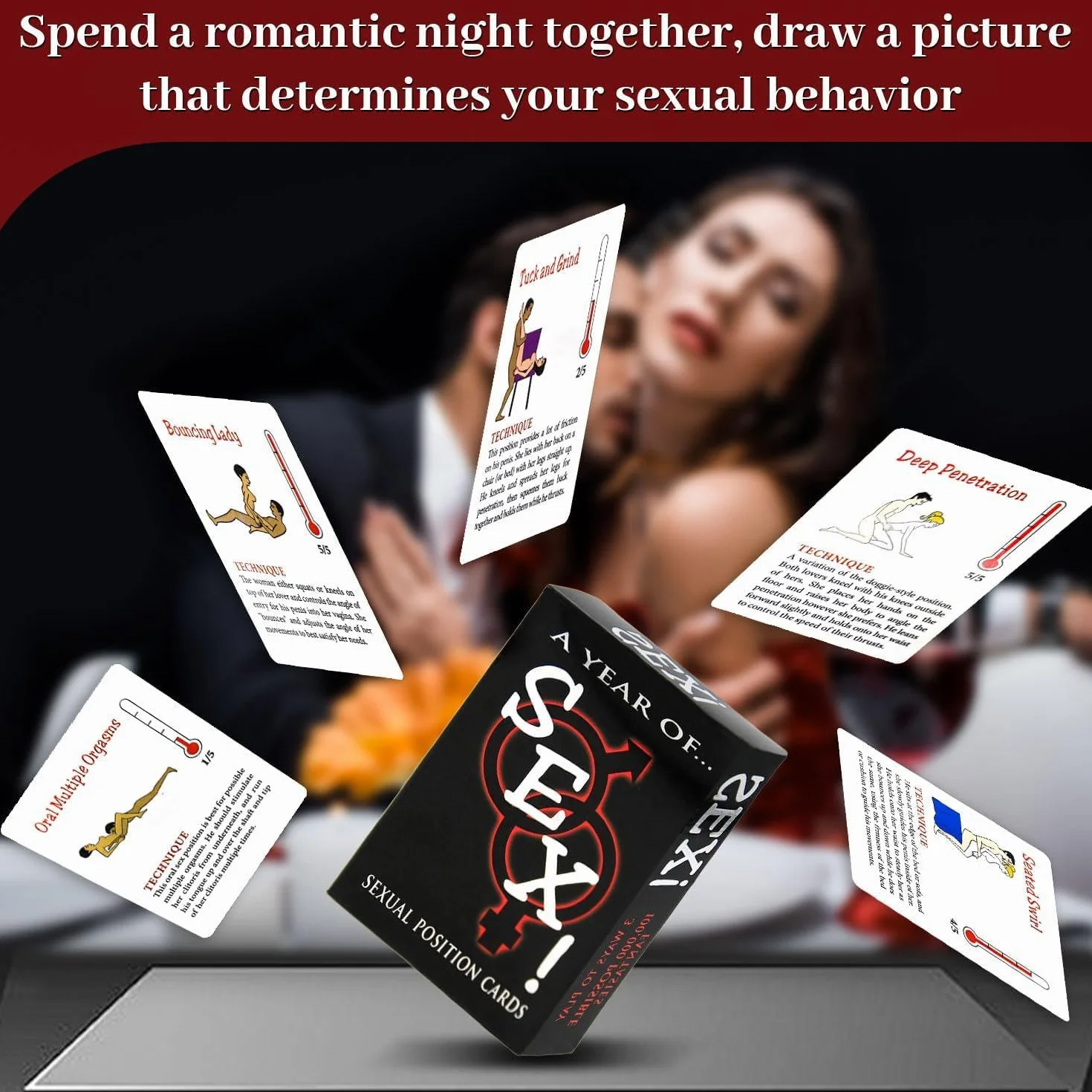 Un mazzo di 50 carte da gioco pọkèr con le posizioni del kamasutra ṣëxy- Gioco da Tavolo per Adulti - Regalo per la Coppia.