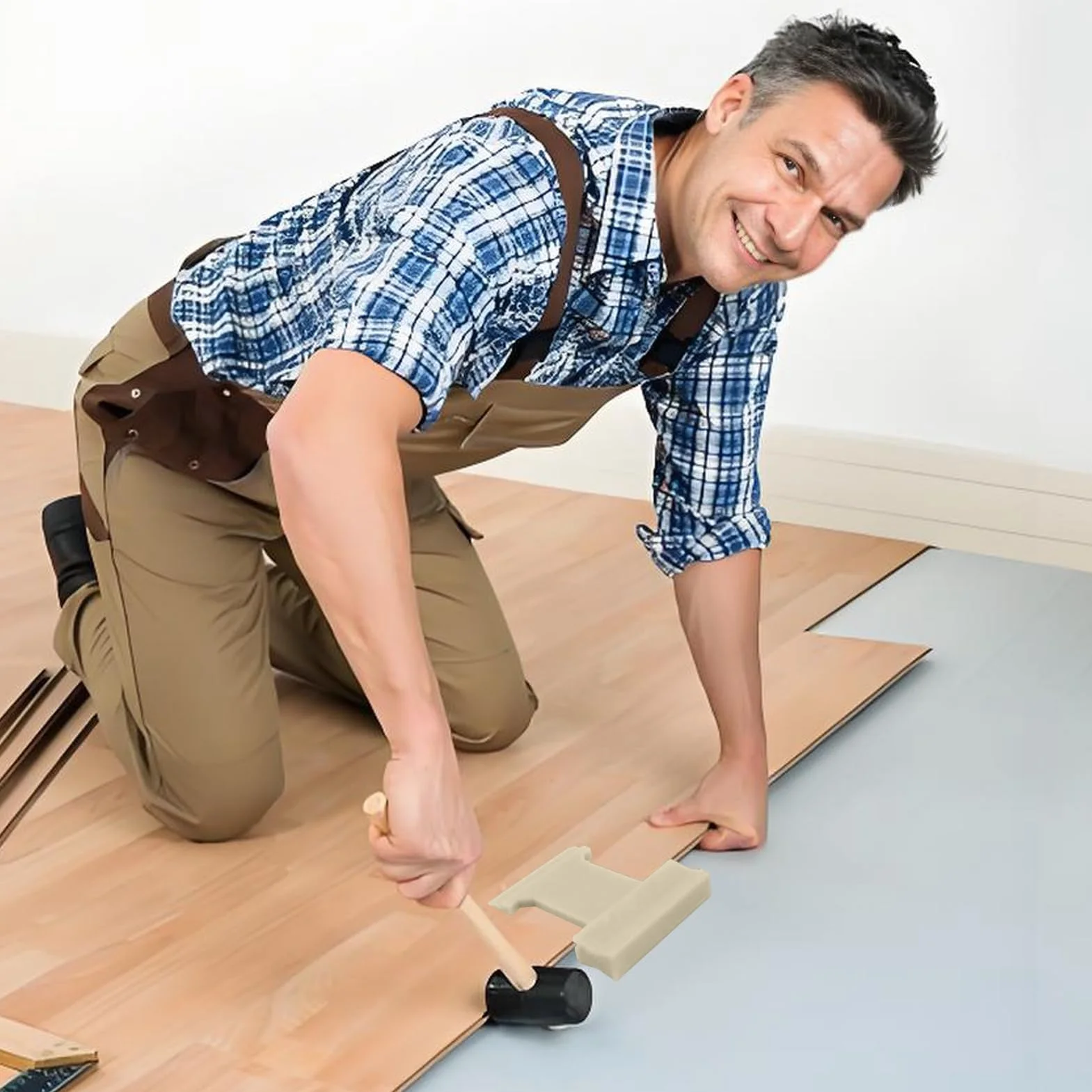 Blocco per maschiatura 4 in 1 in nylon per pavimenti in legno duro laminato, accessorio di riparazione per fessure U V L