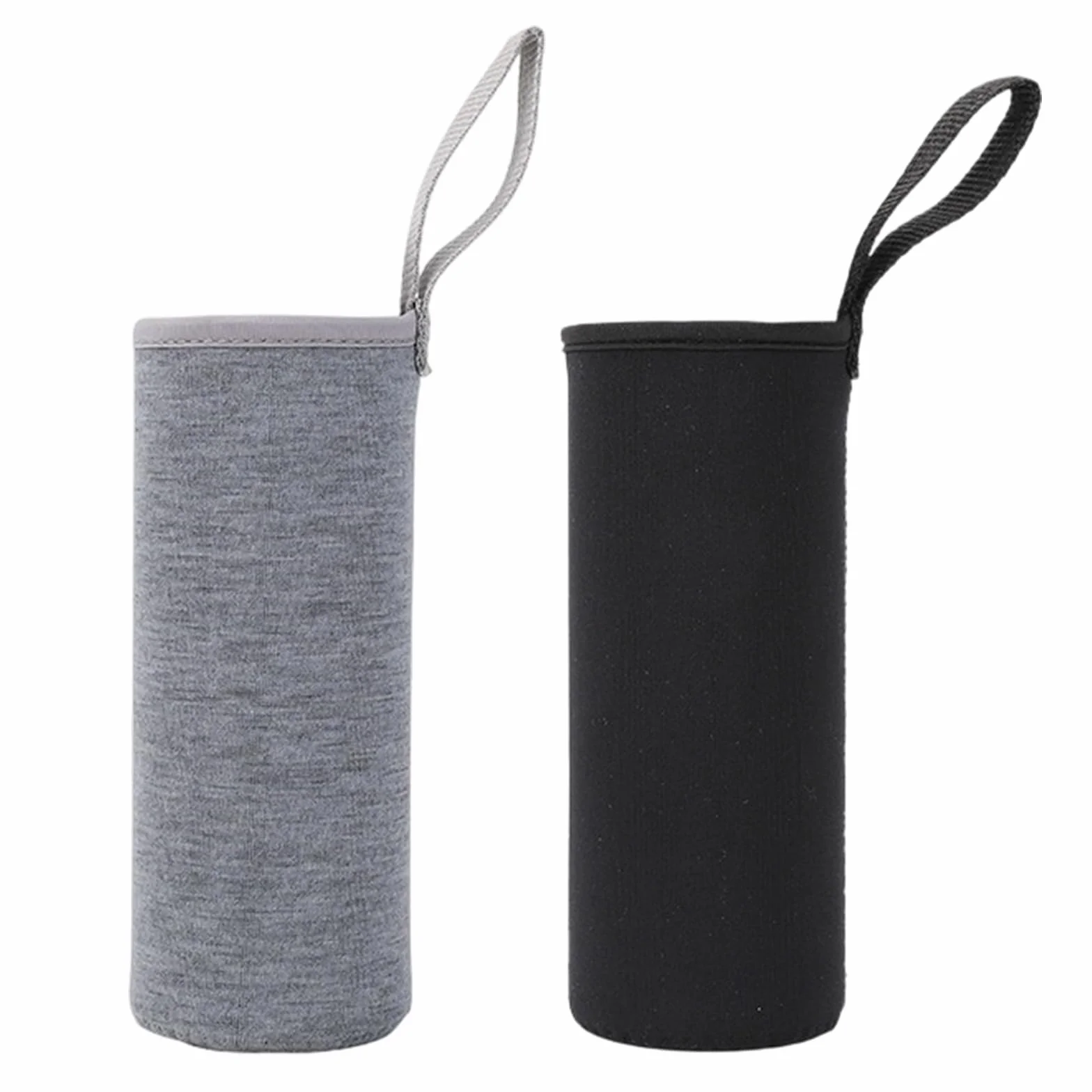 Copribottiglia Isolante in Neoprene 2 Pezzi, Portabottiglie Termico 550 ml, Nero + Grigio