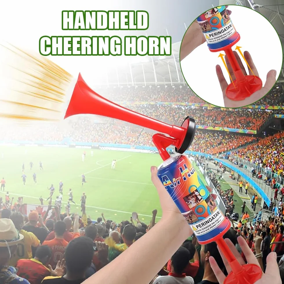 Tromba da Stadio 28cm 2 Pezzi, Corno da Stadio Forte, Handheld Fanfare Air Horn per Feste, Partite Calcio, Eventi Sportivi Rosso Blu