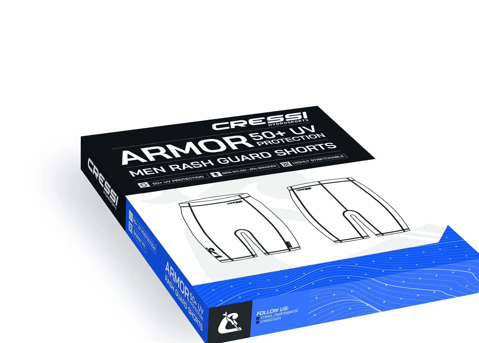CRESSI Armor Rash Guard Shorts - Pantaloncini Rash Guard Neri Protettivi per SUP e Sport Acquatici