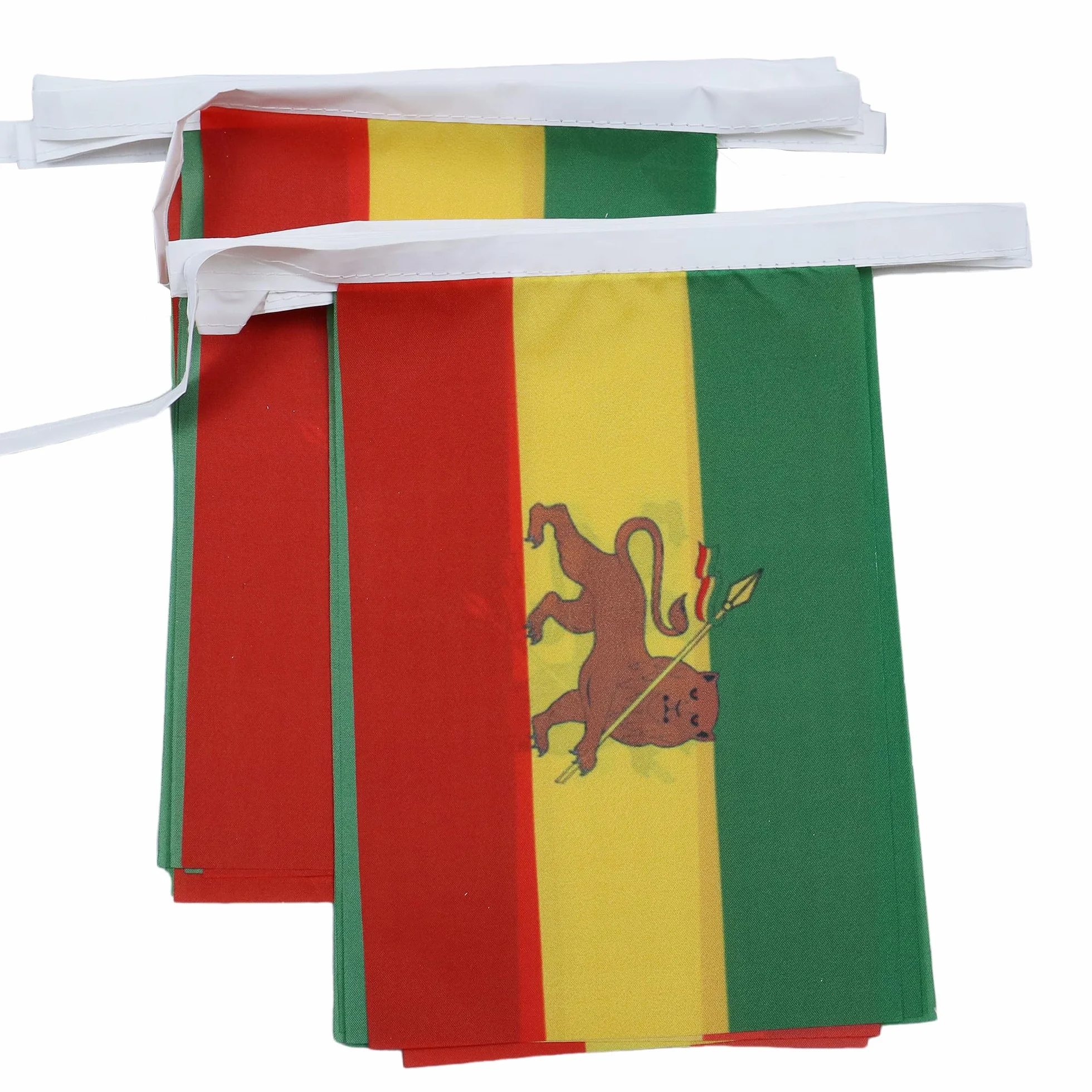 AZ FLAG Ghirlanda 6 Metri 20 Bandiere Etiopia Con Leone 21x15cm, Bandiera Etiope 15 x 21 cm - Festone Bandierine