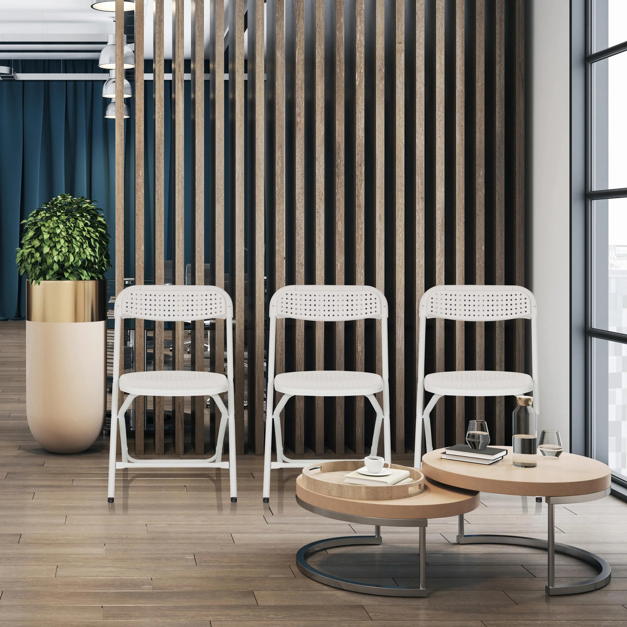HJH Office Sedia Pieghevole TUDELA XXL PRO W, Bianca, Moderno, Pieghevole, Portatile, 250 kg, Plastica, Ideale per Pranzo, Esterno, Pieghevole, Leggero, Risparmio di Spazio