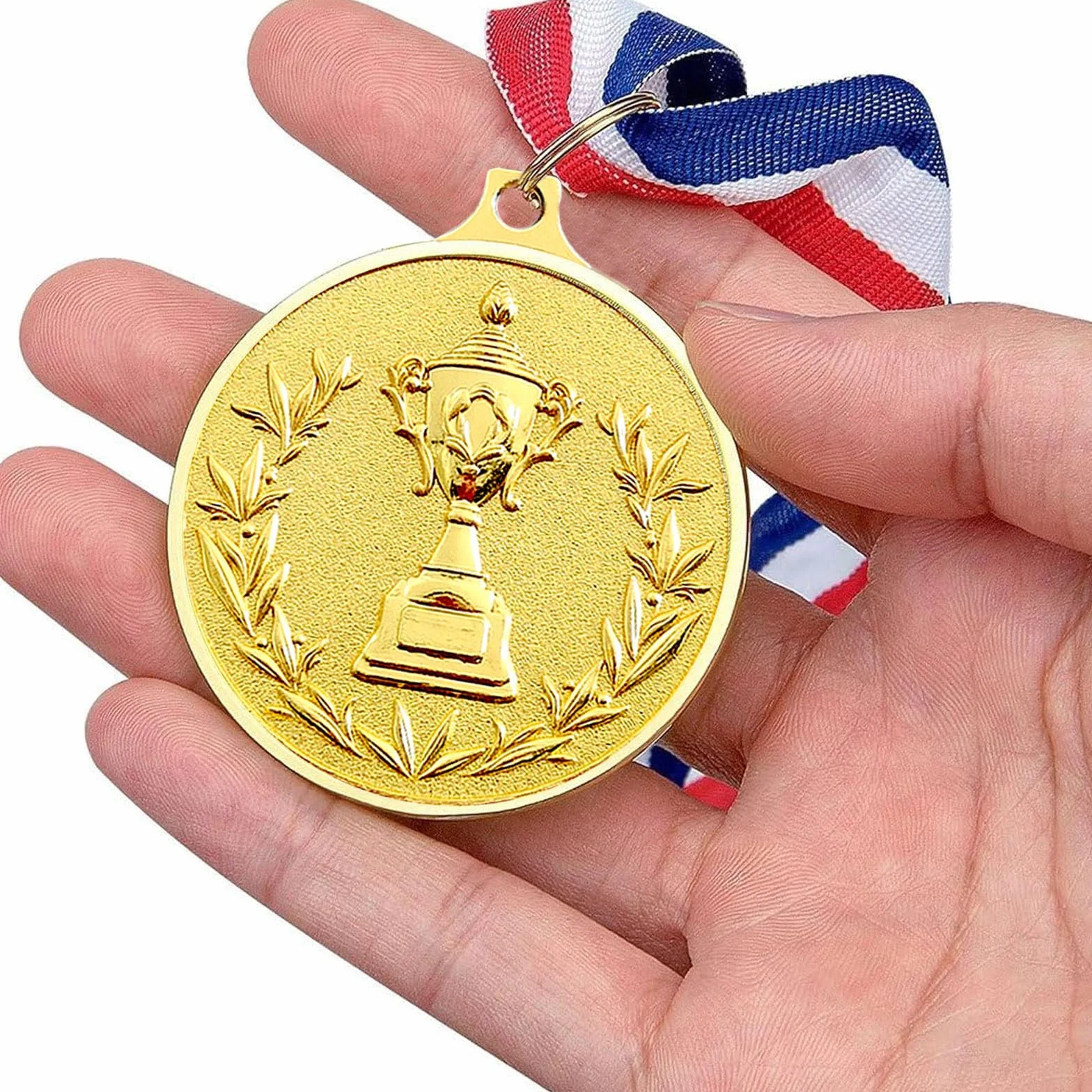 Medaglie Premiazioni Metallo Oro Argento Bronzo con Nastro Collo 5.0cm per Bambini Giochi Sport