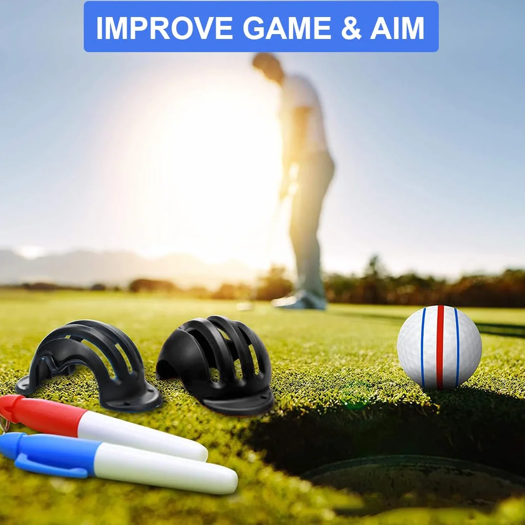GXGM 6 Pezzi Palline da Golf Set di Allineamento per Golf con Pennarelli, Guide Massime, Sagoma, Accessori per la Marcatura delle Palline