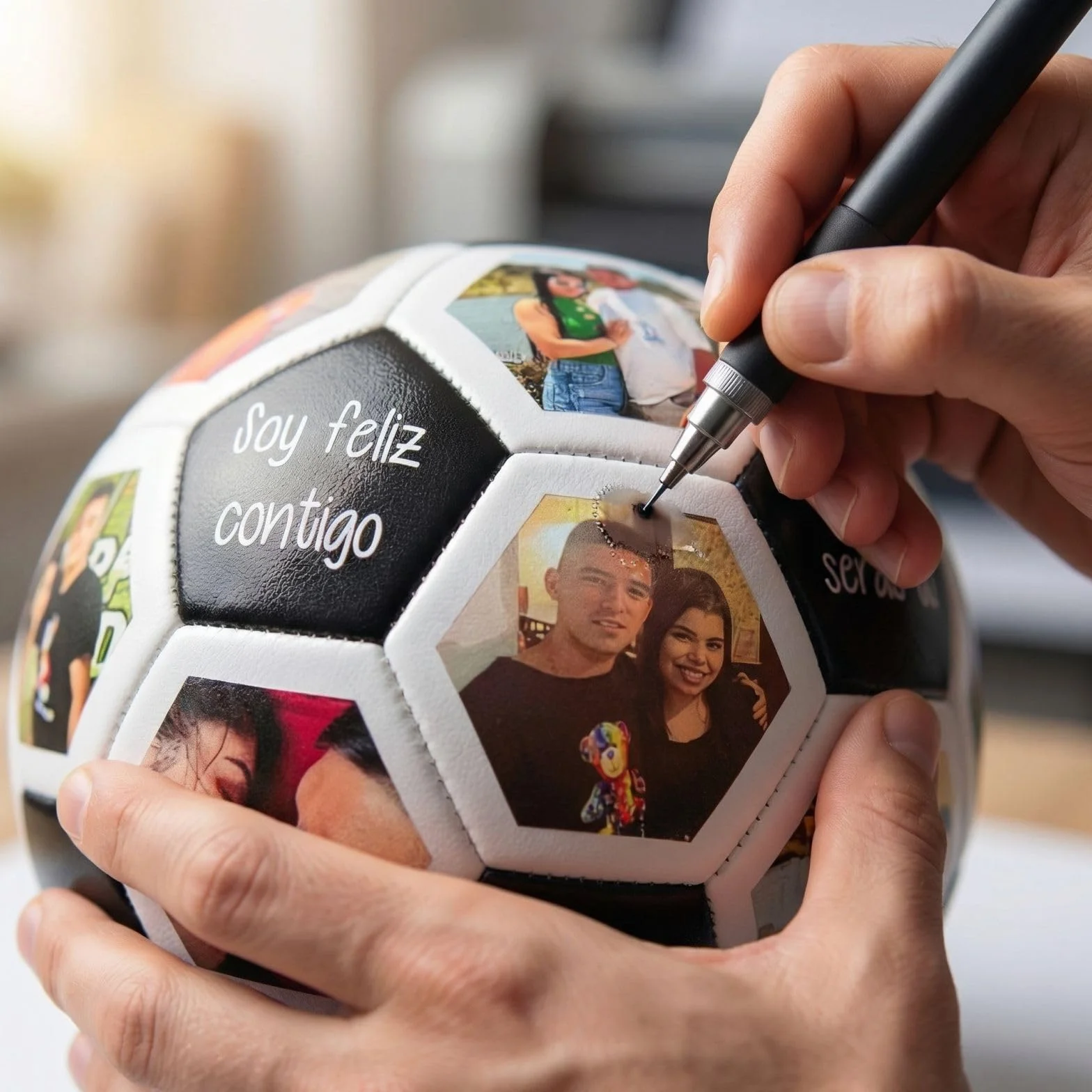 Pallone da Calcio Personalizzato con Foto e Testo PVC Resistente Misura Standard