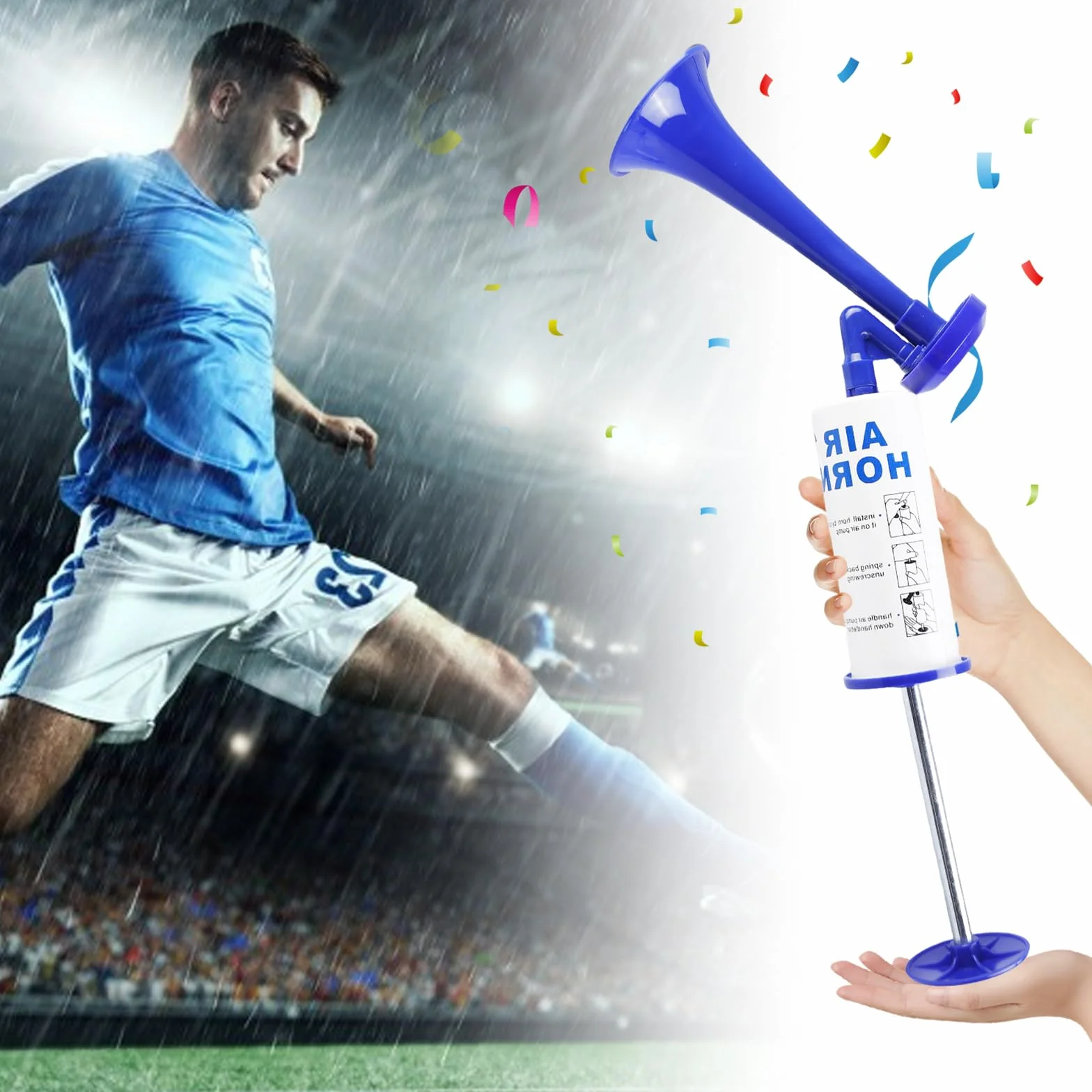 Tromba da Stadio, Kit 2 Pz Air Horn, Trombetta da Stadio, Tromba Stadio, Trombe da Stadio, Trombette da Stadio per Canottaggio, Eventi Sportivi, Feste, Compleanni, Campeggio, Laurea