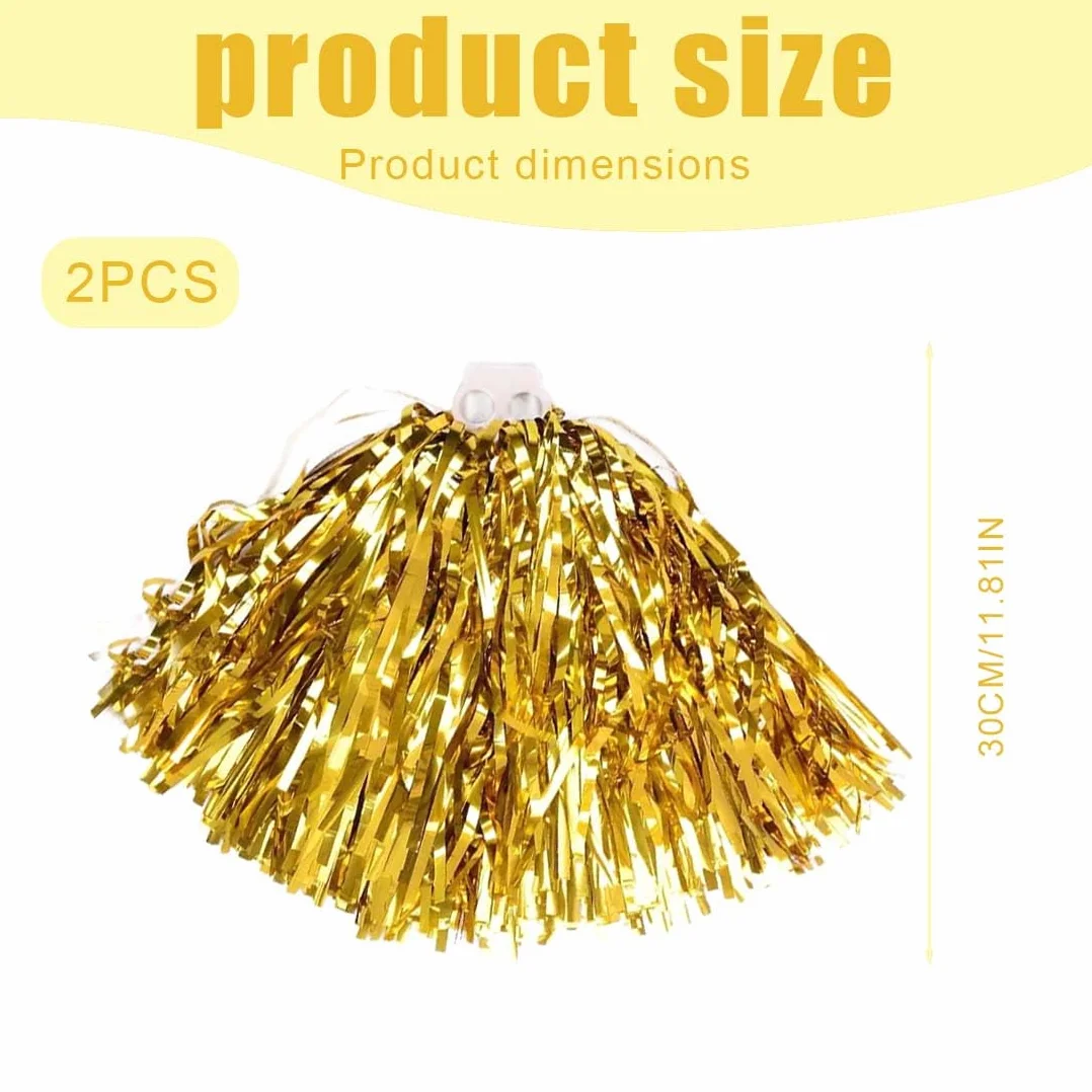 Pom Pom Cheerleading Accessorio Danza per Feste Sport, 2 Pezzo