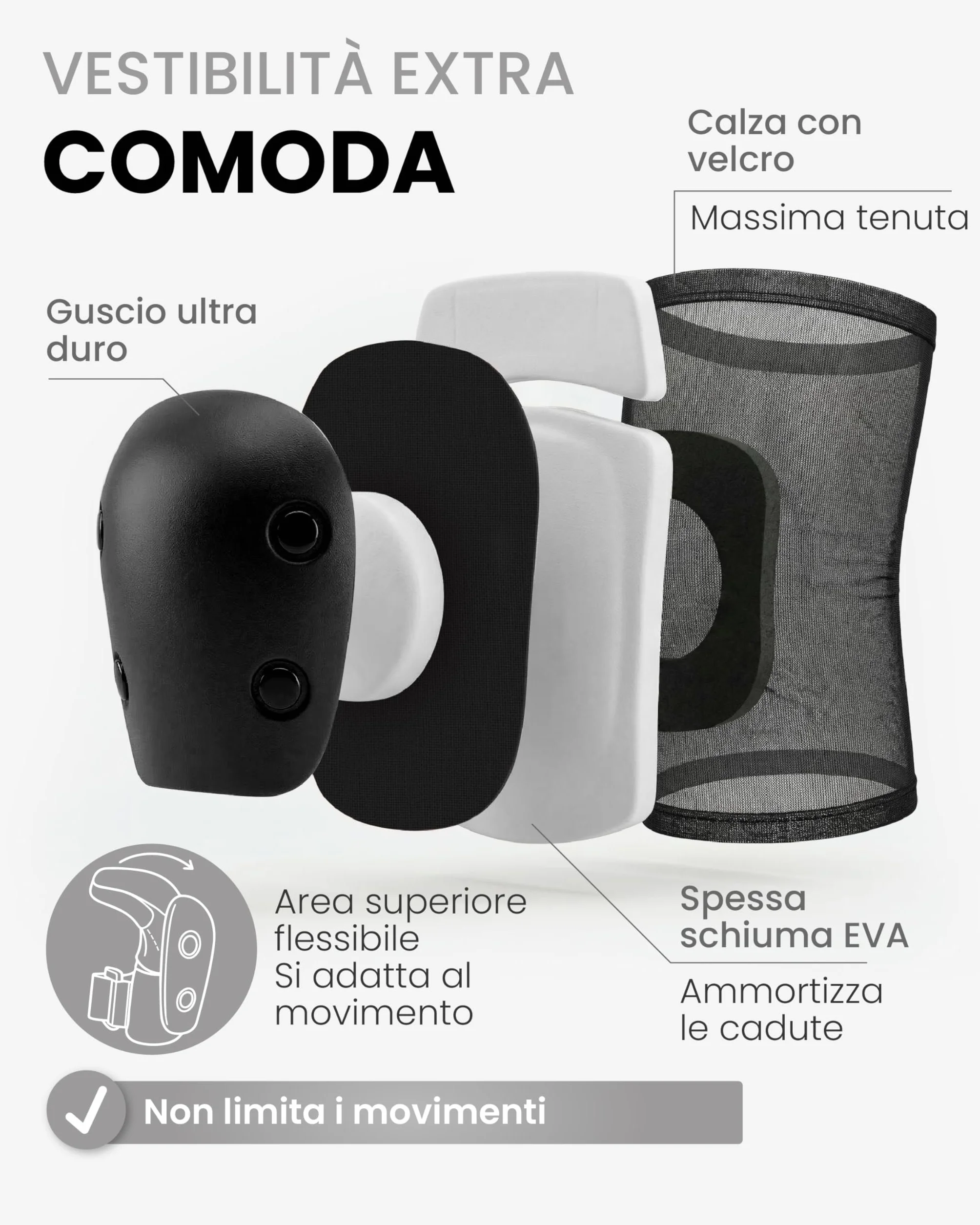 99FLIPS Protezioni Pattini Bambina Ginocchiera Bambini Set Protezione Skateboard NERO XS