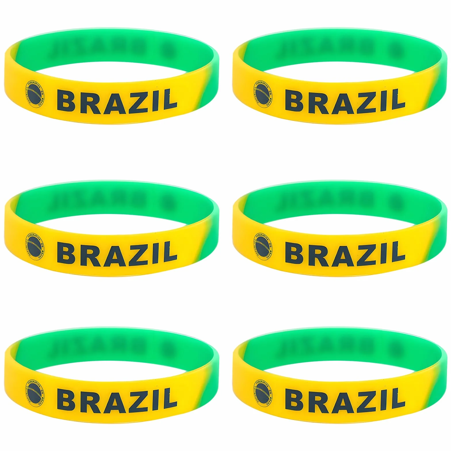 Braccialetti Silicone Bandiera Brasile 6 Pezzi, Bracciali Rubber Brasile Fan, Accessori Calcio Tifoso