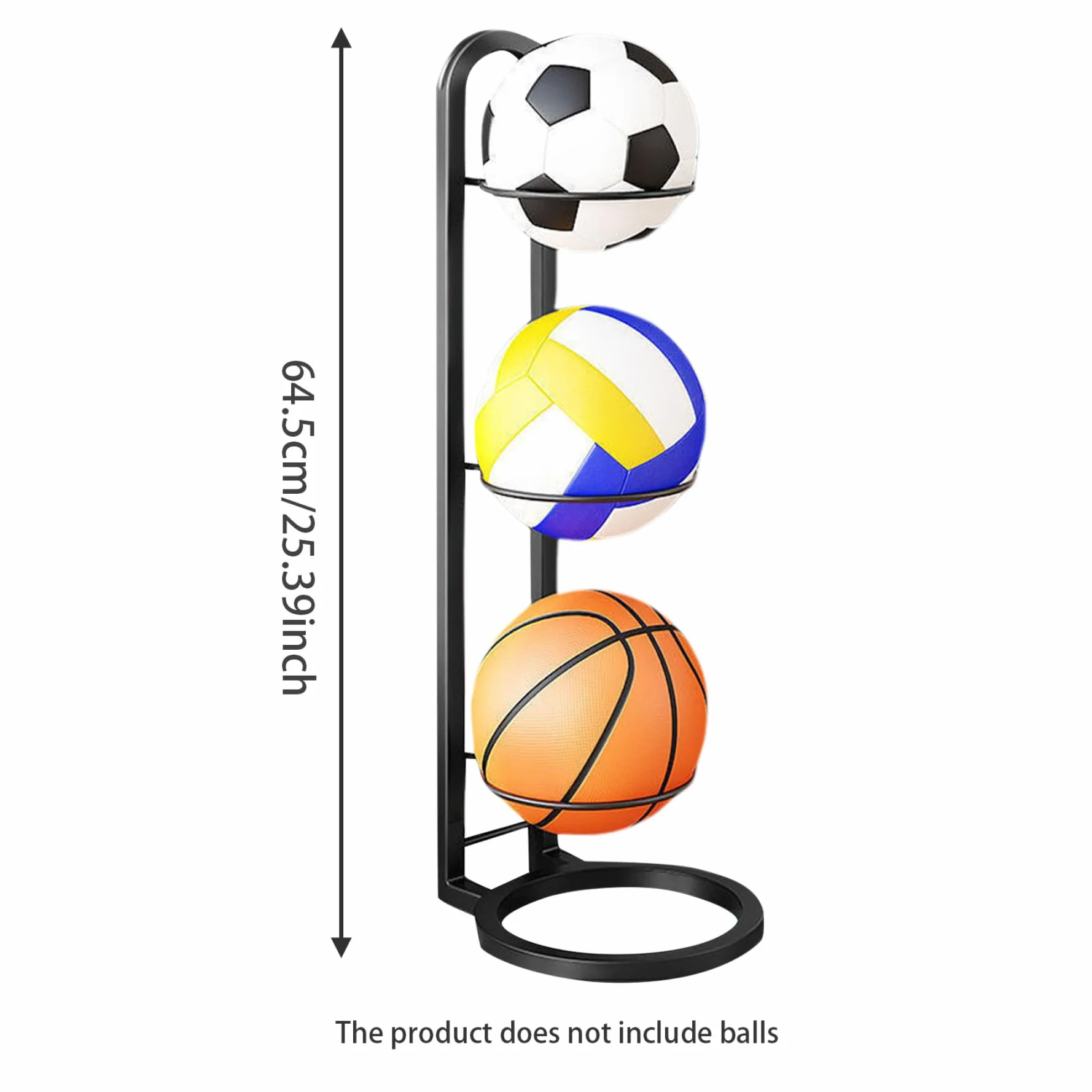 Porta da Basket in Acciaio a 3 Strati, Supporto a Sfera Verticale per Display da Casa