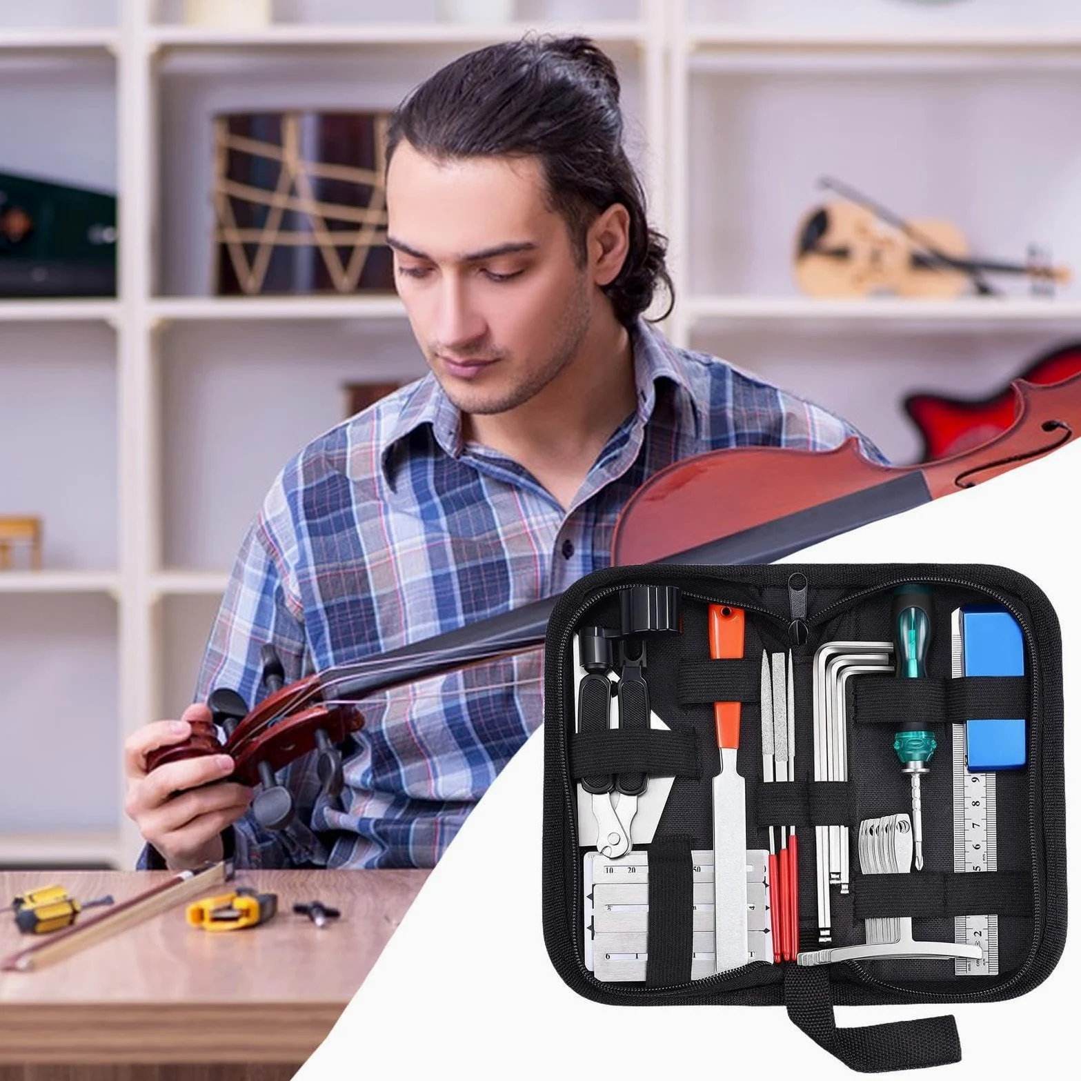 Kit di Riparazione per Chitarre Manutenzione Basso | Set di Precisione di 25 Strumenti Musicali per Pratica Casa Spettacolo Viaggio