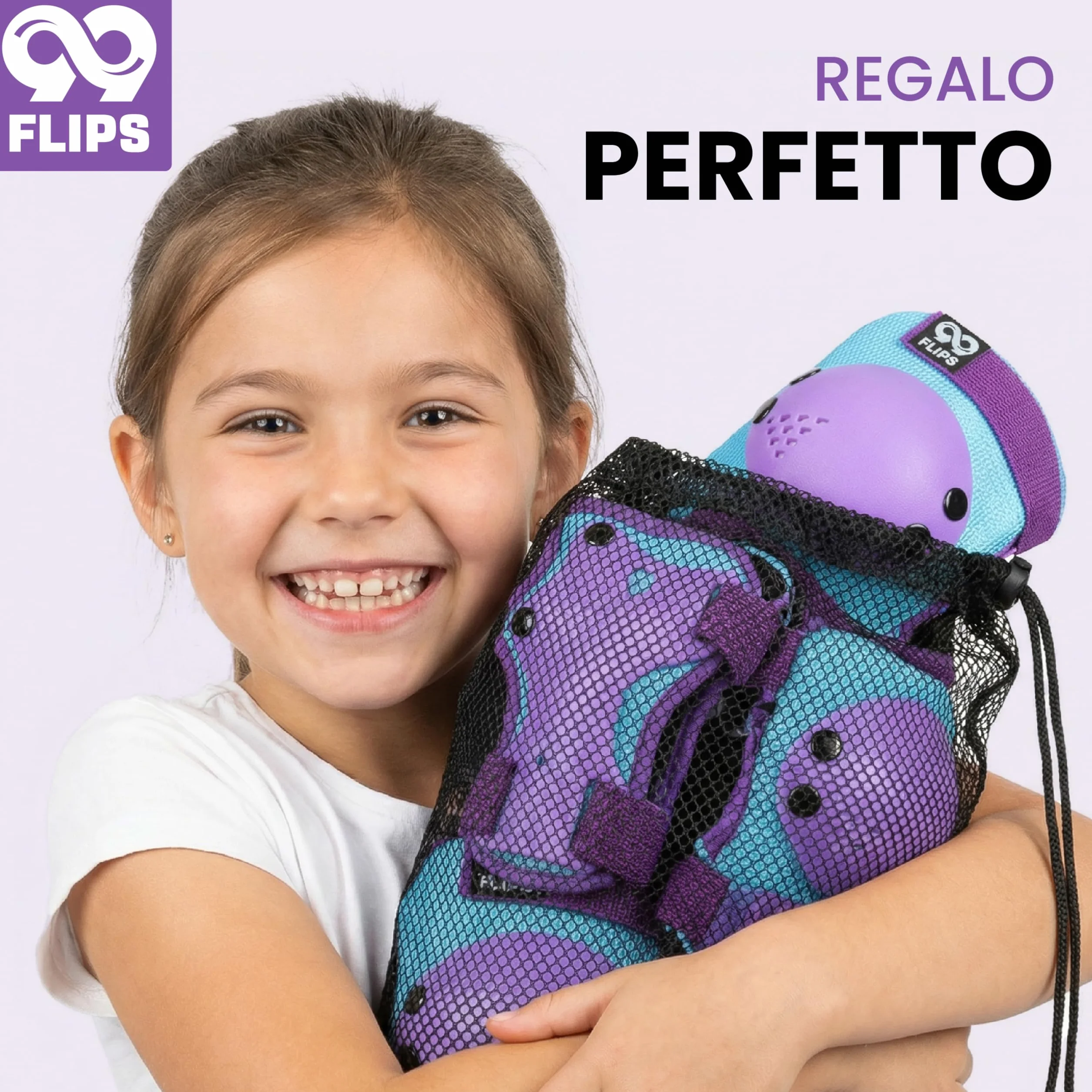 Protezioni Pattini Bambina 3-12 Anni - Ginocchiere, Gomitiere e Protezioni Mani Set da 6 Pezzi per Skateboard, Monopattini e Pattini a Rotelle