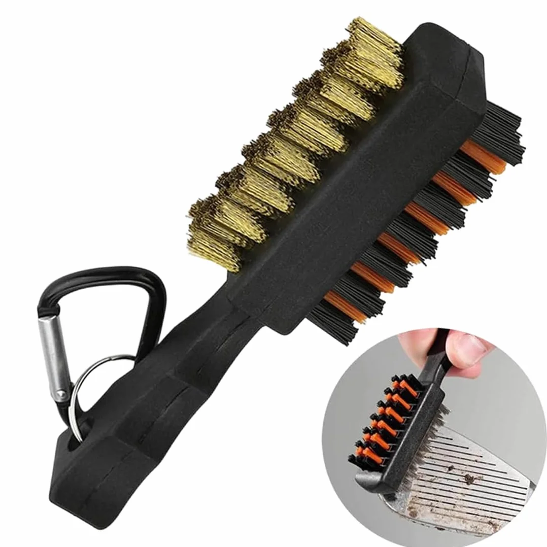 Spazzola per la Pulizia del Golf con Moschettone in Alluminio e Groove Cleaner