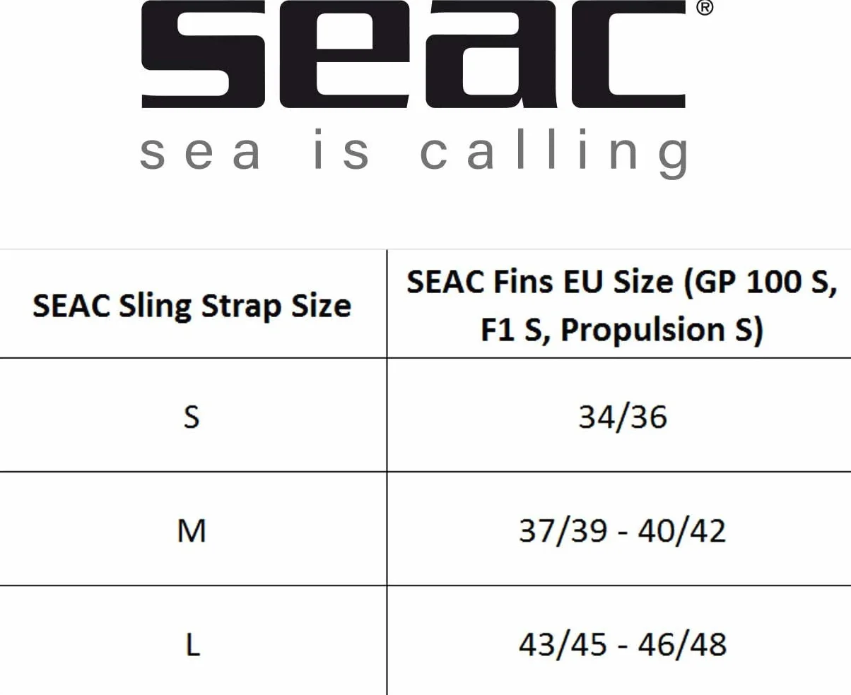 SEAC Sling Strap Cinghia a Tracolla per Pinne subacquee F1 S/Propulsion S / GP100 S