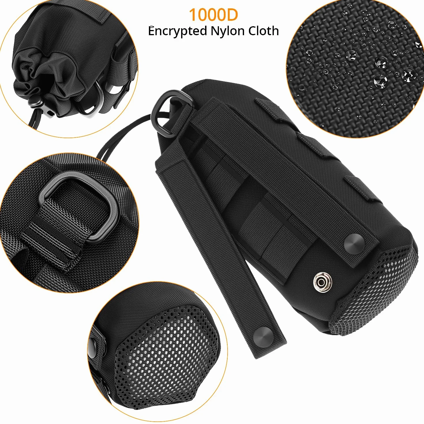 Borsa Porta Borraccia Tattica 2 Pezzi QWORK 24x10 cm Resistente all'Acqua per Escursionismo Ciclismo Sport All'aperto
