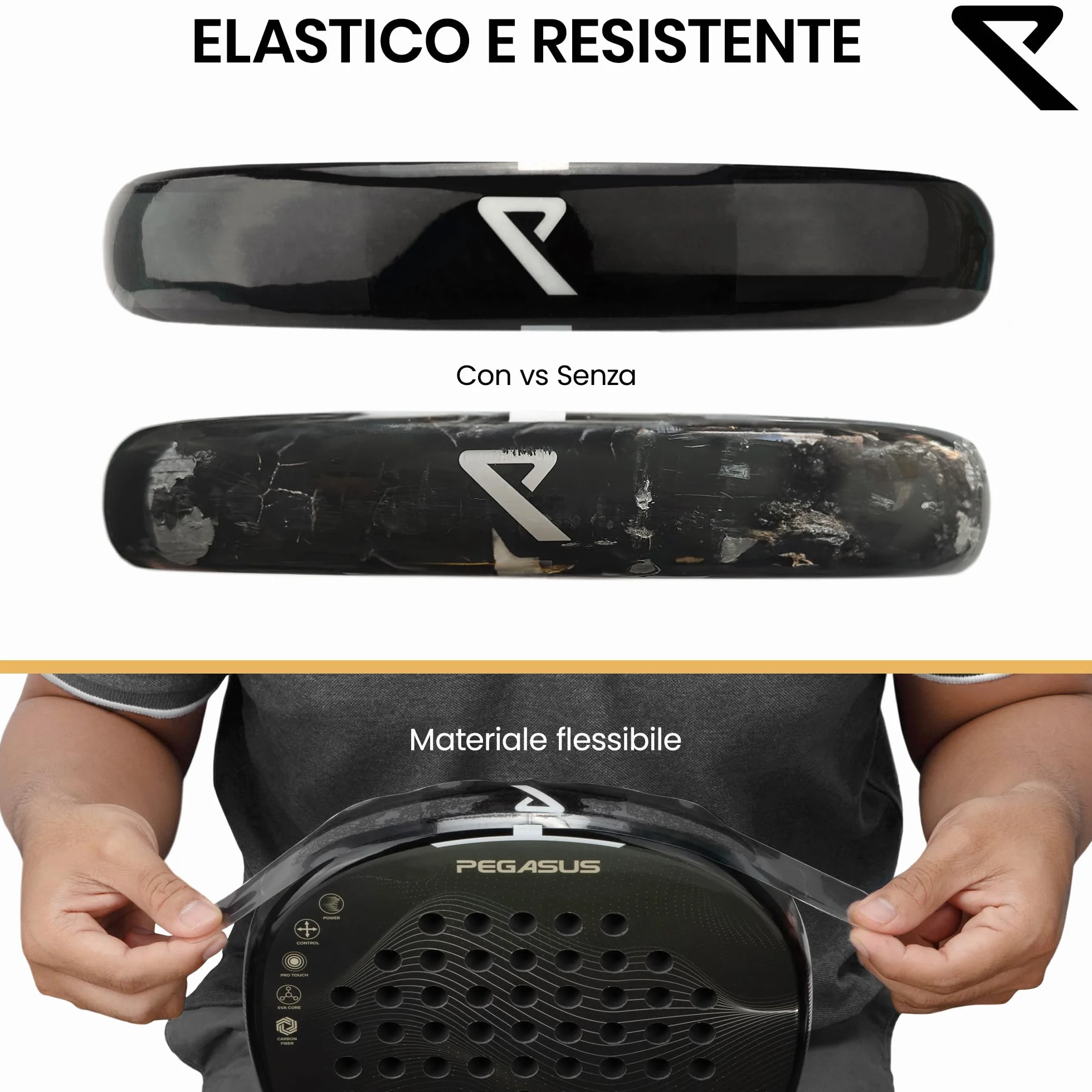 RYZE Protezione Racchetta Padel Trasparente Superficie Liscia Paracolpi Padel Confezione da 2