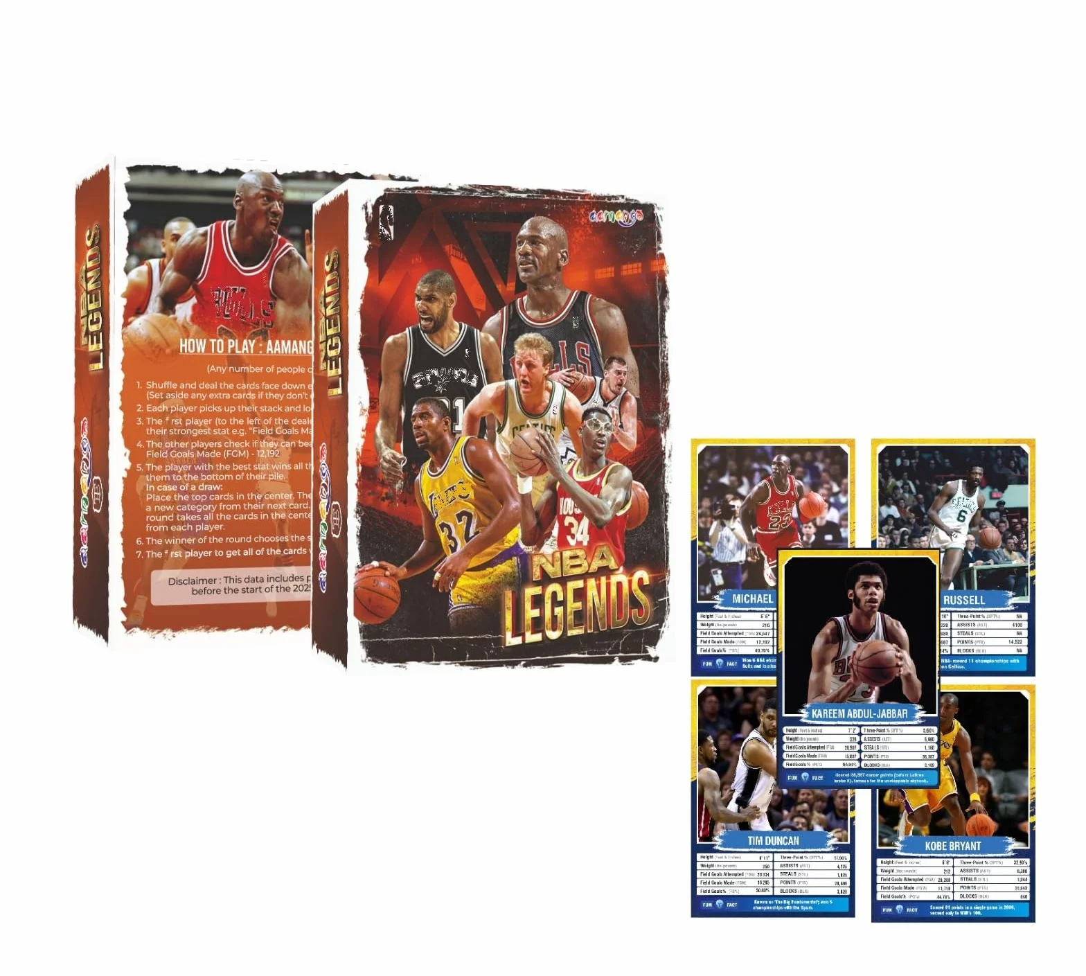 Aamango Carte NBA Trump – Confezione combo (NBA Legends + NBA Stars edizione 2025) | Gioco di carte Trump da collezione a 2 mazzi con Michael Jordan, Lebron James, Stephen Curry, Kobe Bryant e altro