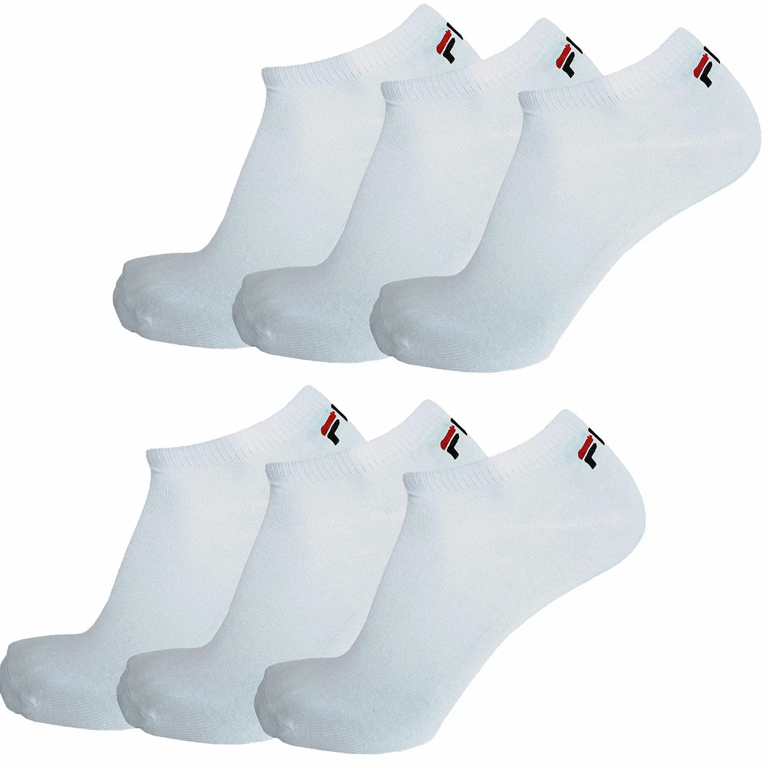 FILA 6 Paio Calzini, Invisible Sneakers Unisex, 35-46 Bianco e Nero