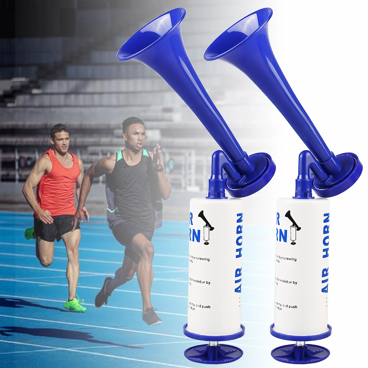 Tromba d'aria Portatile 2 Pcs, Handheld Air Horn Riutilizzabile con Pompa per Stadio Feste Camp Nautica