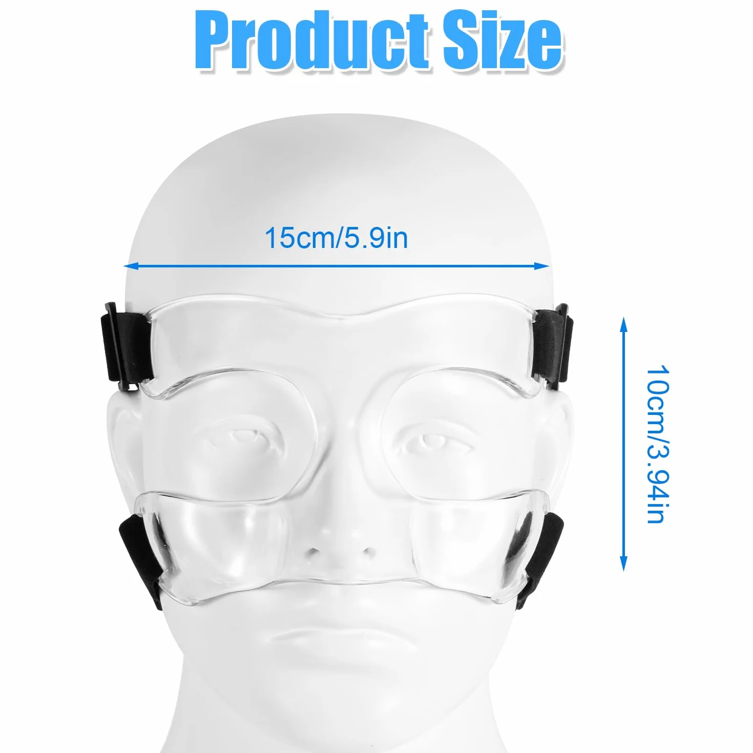 Maschera Protettiva per Naso Rotto Regolabile con Imbottitura Traspirante per Basket Calcio Adulti Adolescenti