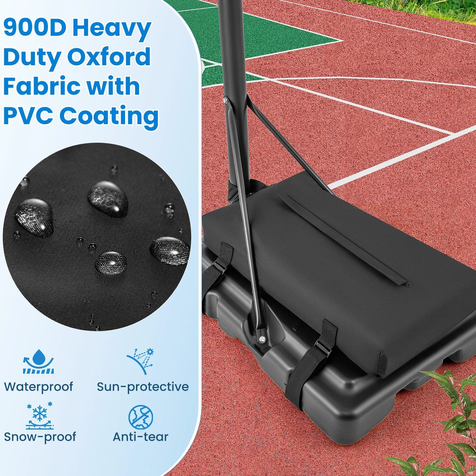 LIFEZEAL Borsa di Sabbia per Canestro da Basket, 75 x 41 x 12 cm, Sacco di Sabbia per Canestro da Basket, Ancora a Base Resistente, in Tessuto Oxford, per Interni ed Esterni, Portata 136 kg, Nera