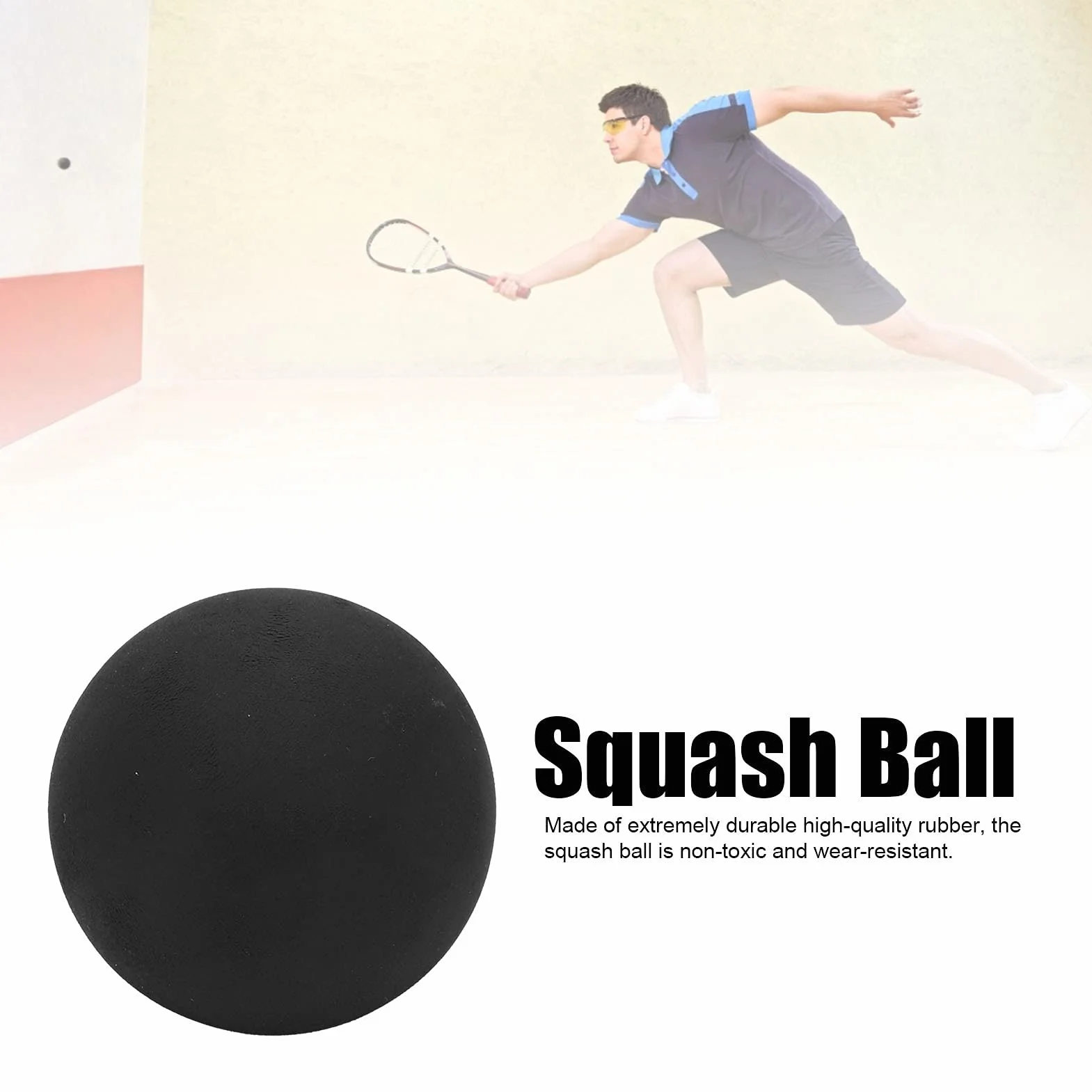 Palla da Squash 37mm Doppio Punto Giallo Gomma Competizione Professionale