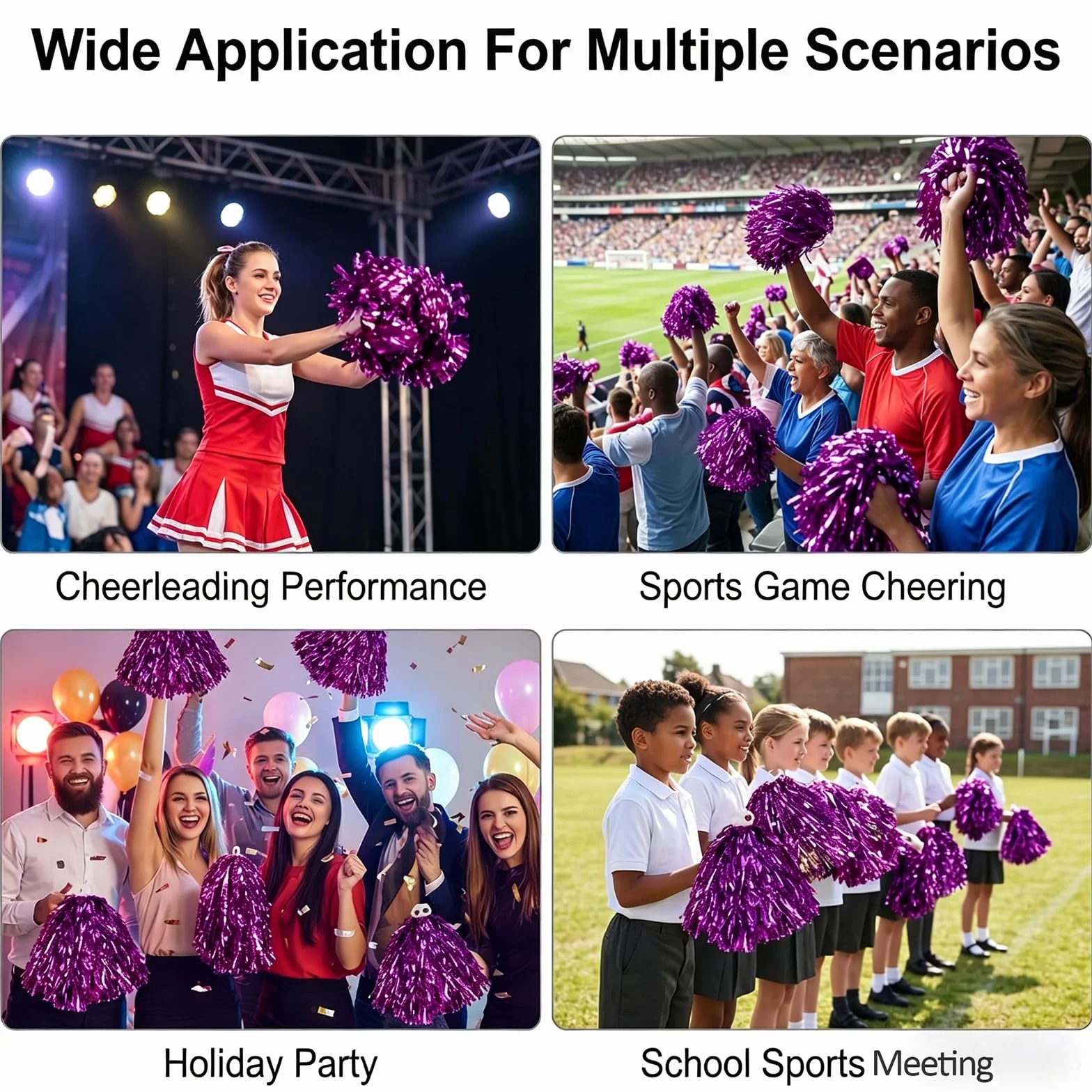 Pompon da 30 cm per Cheerleader Accessori Feste Sportive Rosso Rosa