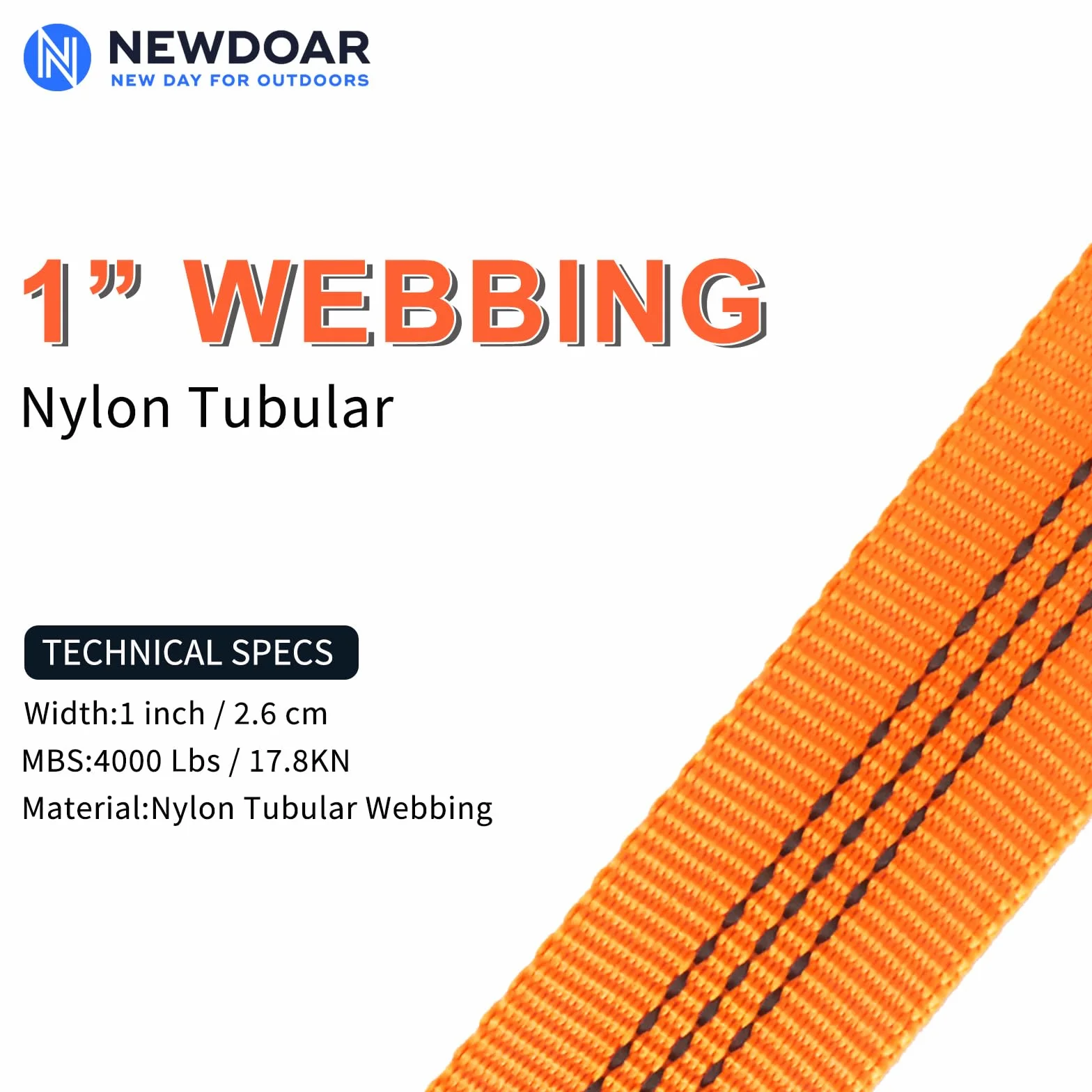 NewDoar Cinghia tubolare in nylon certificata CE UIAA 2,5 cm per arrampicata