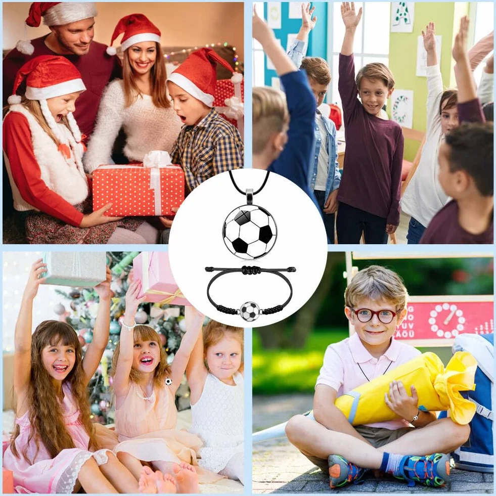 Set Bracciale e Collana da Calcio Regolabili per Ragazze Tifosi