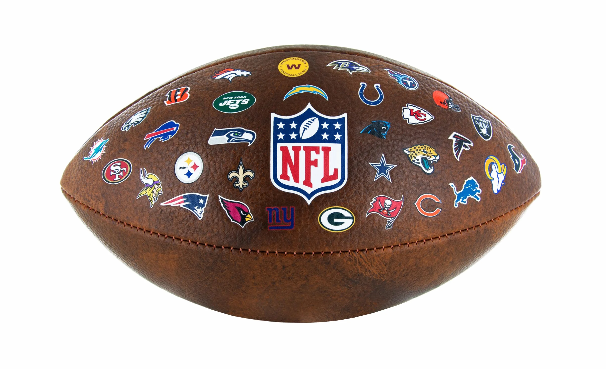 Wilson Pallone da calcio NFL Junior - 32 loghi di squadre per collezionisti e bambini - Finta pelle