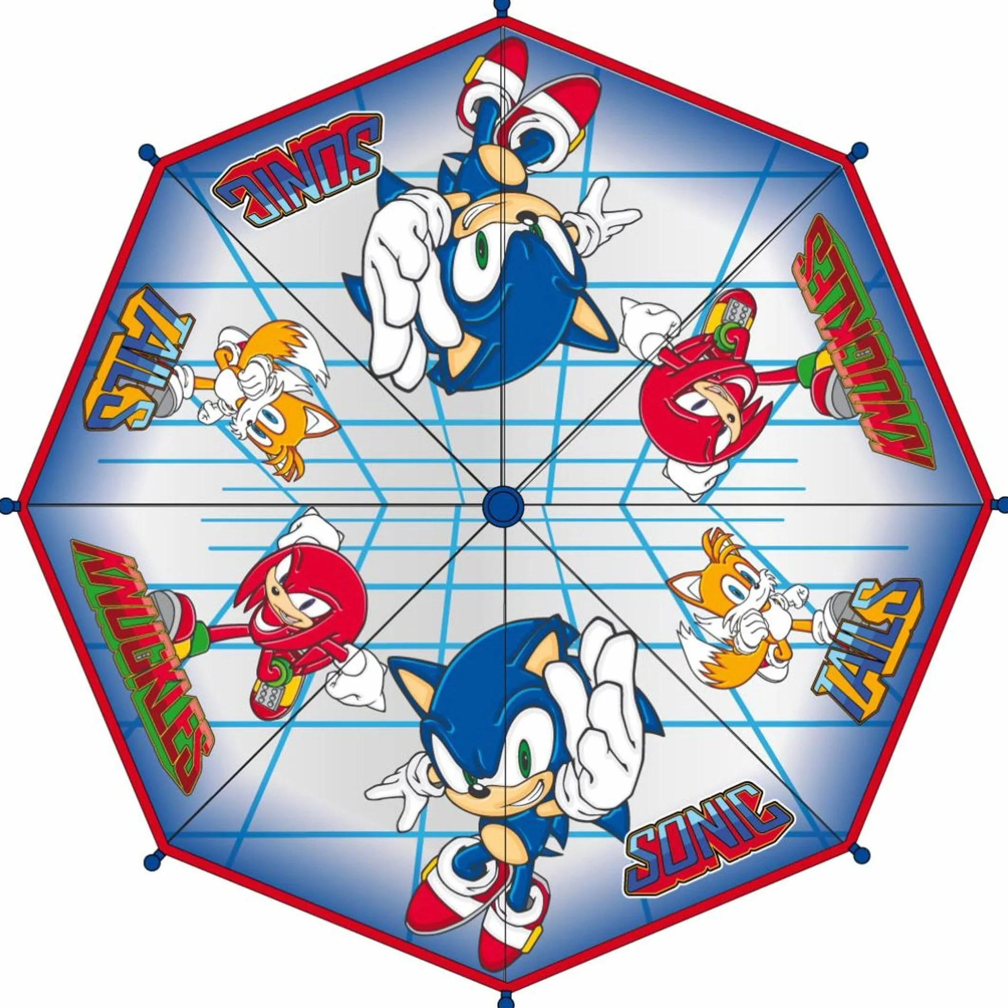 Sonic the Hedgehog Ombrello per Bambini Antivento con Design Dinamico e Apertura a Mano