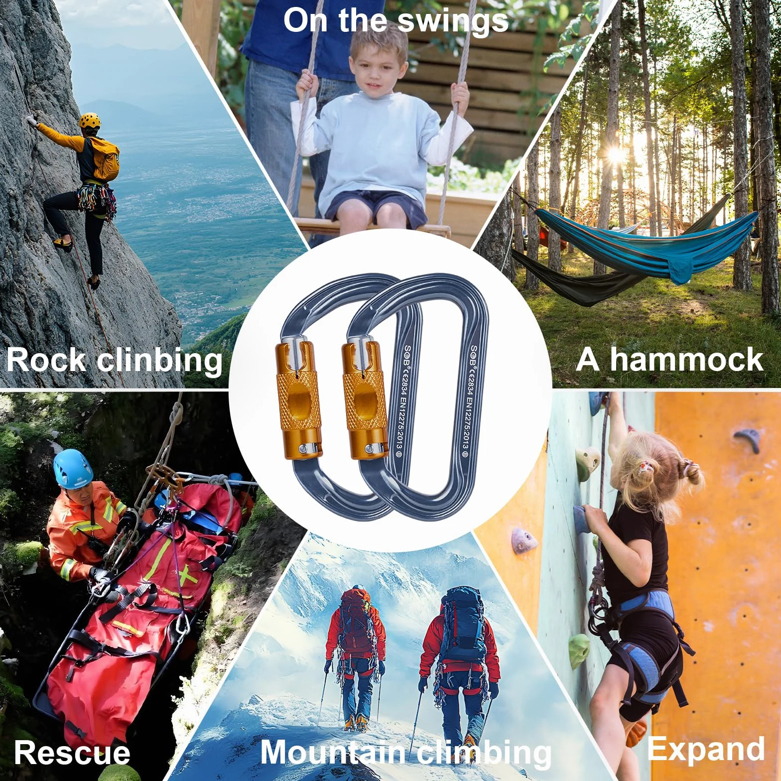 Moschettone da Arrampicata Alluminio Ultralight Doppia Campeggio Amache