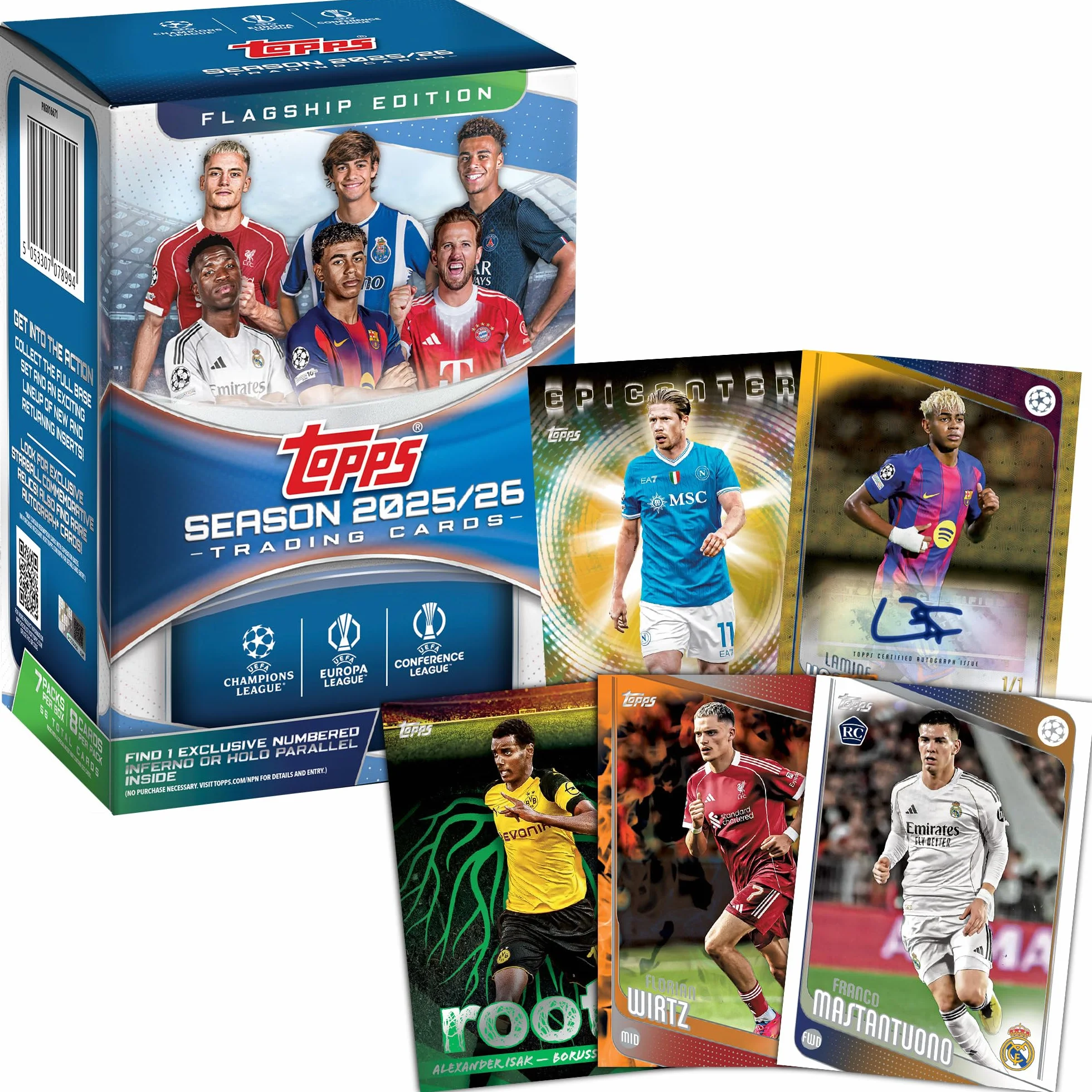Topps UEFA Club Competitions Soccer 2025-26 - Pallone da calcio sigillato in fabbrica