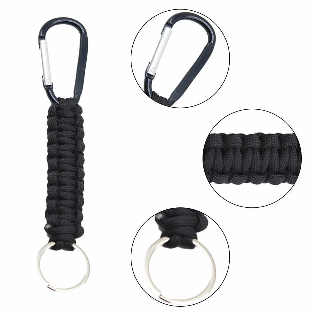 4 Pezzi Portachiavi Paracord con Moschettone Portachiavi con Chiusura a Chiave D Ganci Appendini Keychain per Campeggio Pesca Trekking o Viaggio Ganci appendini Kit di Sopravvivenza Esercito