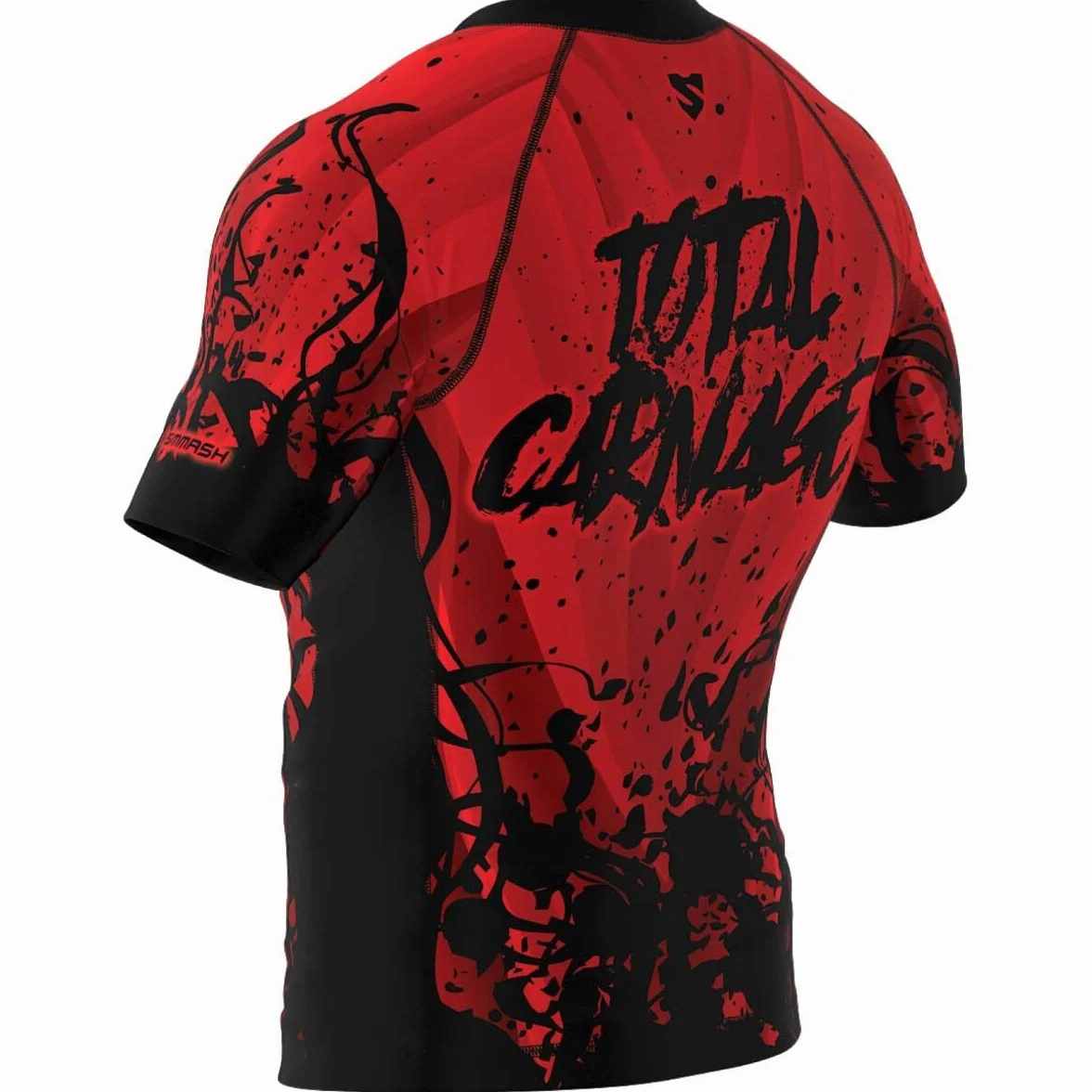 SMMASH Camicia Funzionale Uomo Rashguard Camicia Sportiva A Maniche Corte MMA Thaibox Muay Thai Kickboxing Traspirante Resistente All'Abrasione