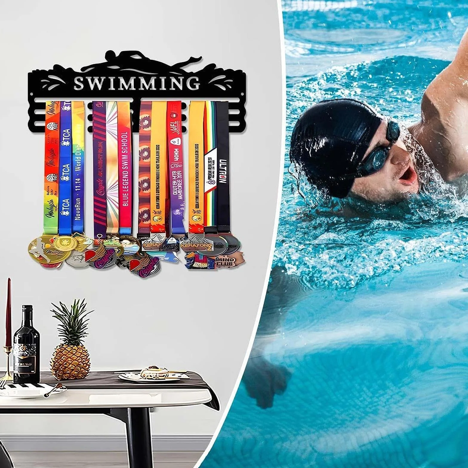 Organizzatore per Medaglie, Espositore per Medaglie, Supporto Sospeso in, Robusto Porta Medaglie, Nuoto