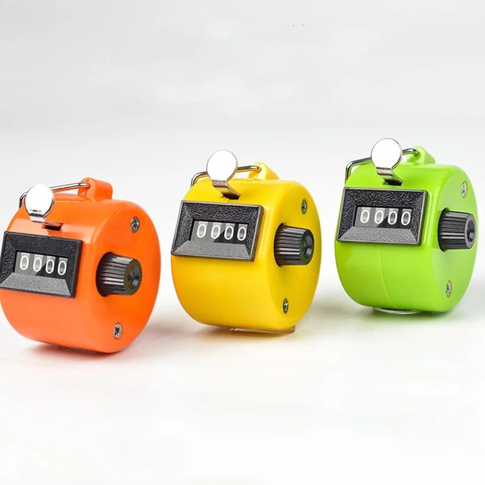 Contatore Manuale in Metallo 3 Pezzi, Tally Counter Digitale Display a 4 Cifre