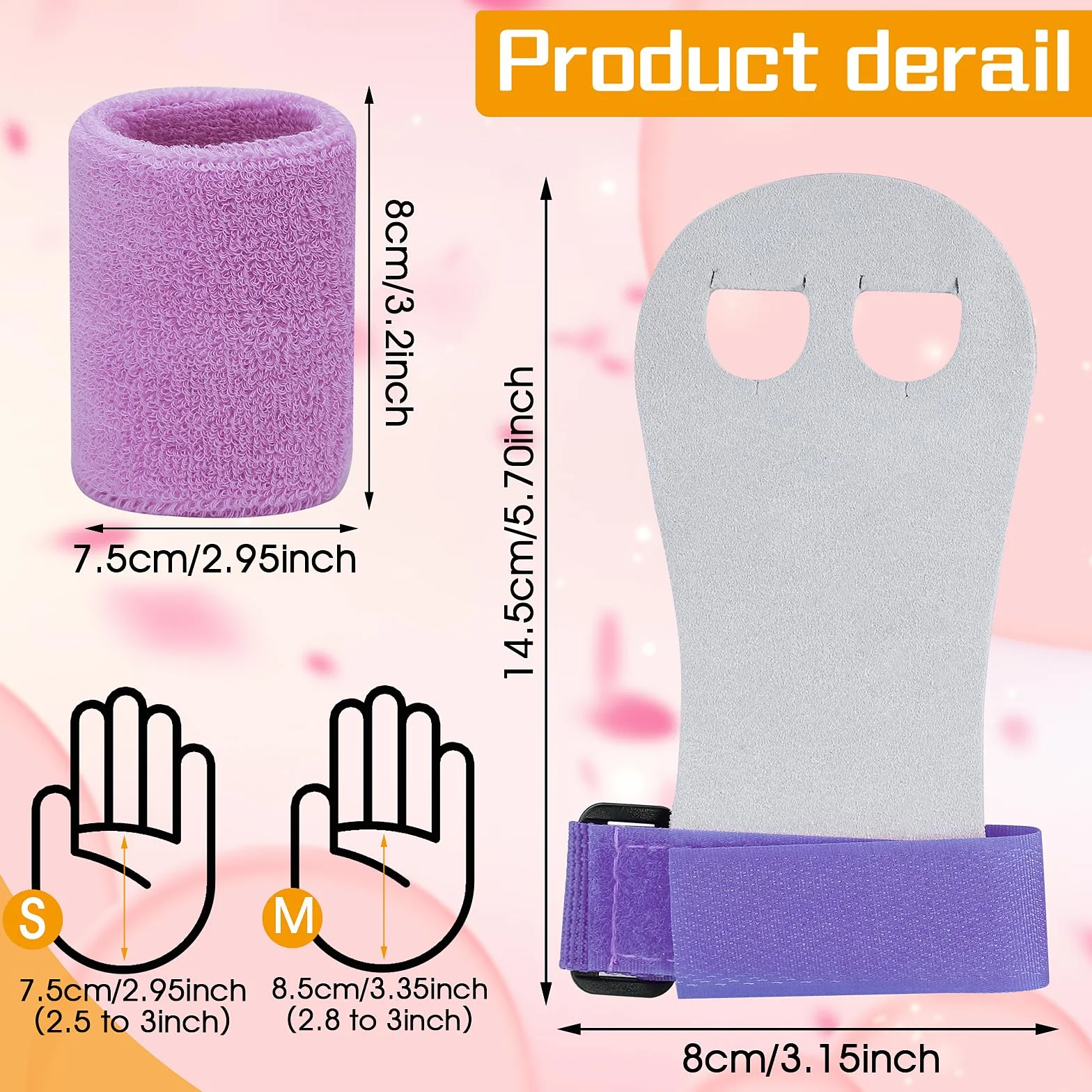 Abeillo 2 Gymnastics Grips Wristbands Sets for Girls Youth Kids, Gymnastic Hand Grips Palm Protection Wrist Support