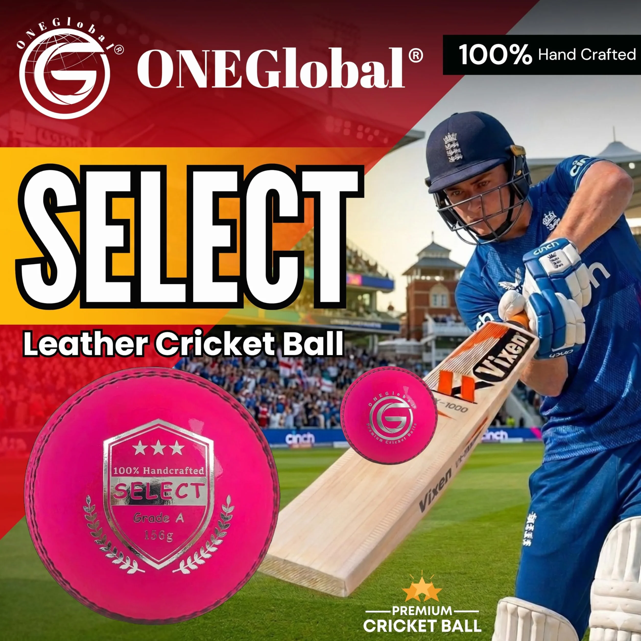 Palla da cricket in pelle 156 g 4 pezzi artigianale T20