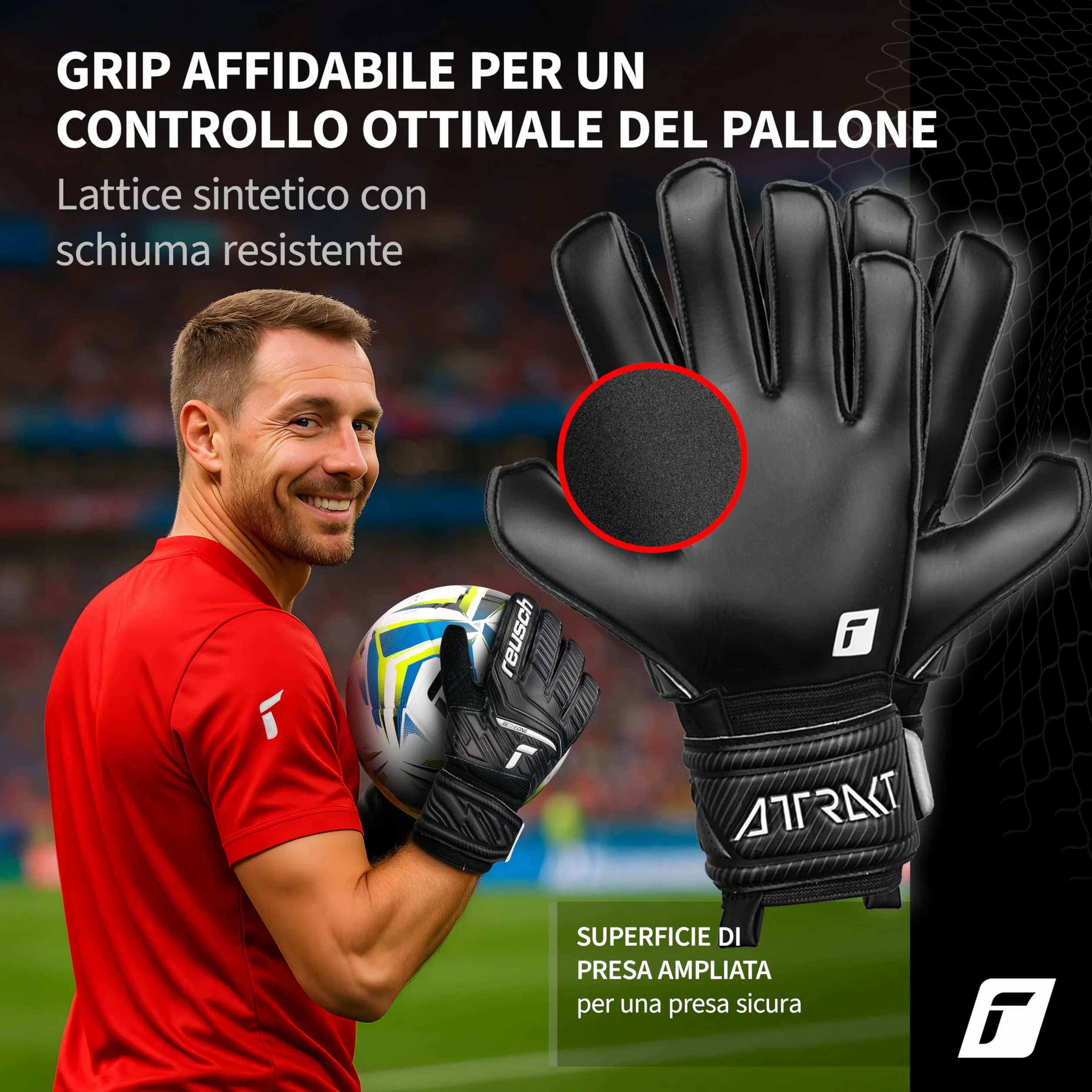 Reusch Attrakt Solid Guanti da Portiere Lattice Sintetico Full Strap Elastic Cuff