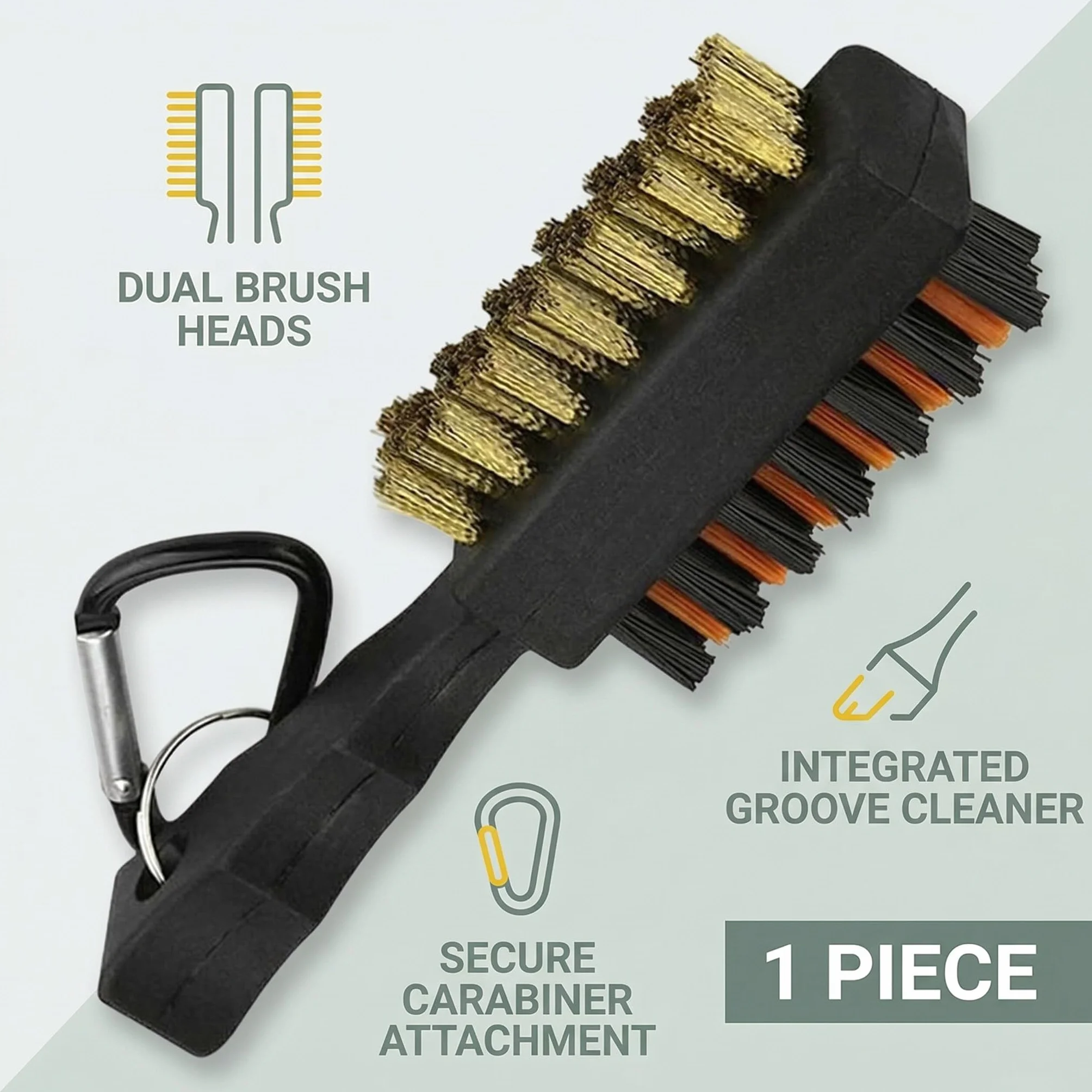 Spazzola per la Pulizia del Golf con Moschettone in Alluminio e Groove Cleaner