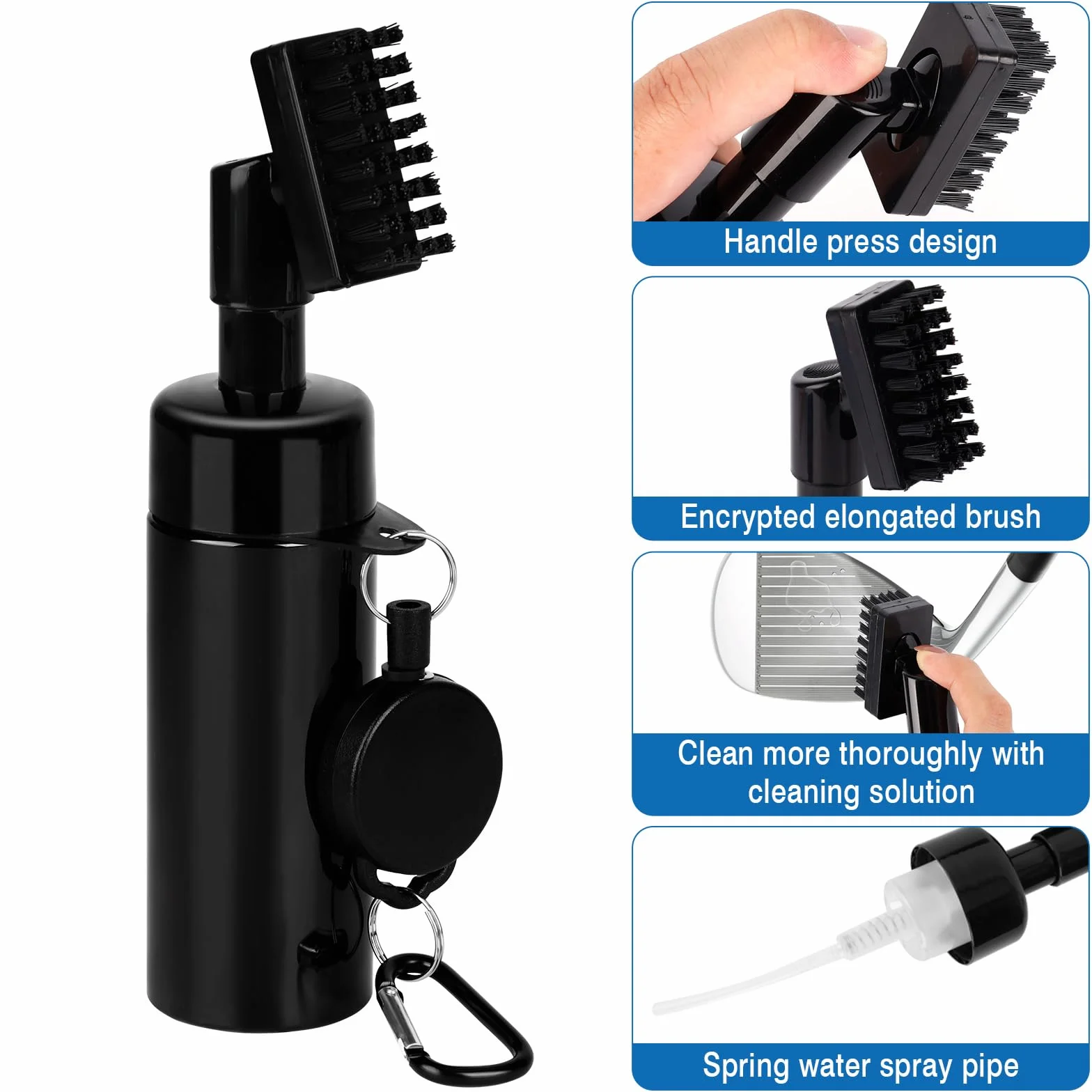 Kit di Pulizia per Golf Spazzola Spray Mazze + Sacchetto Blu Rosso Palline