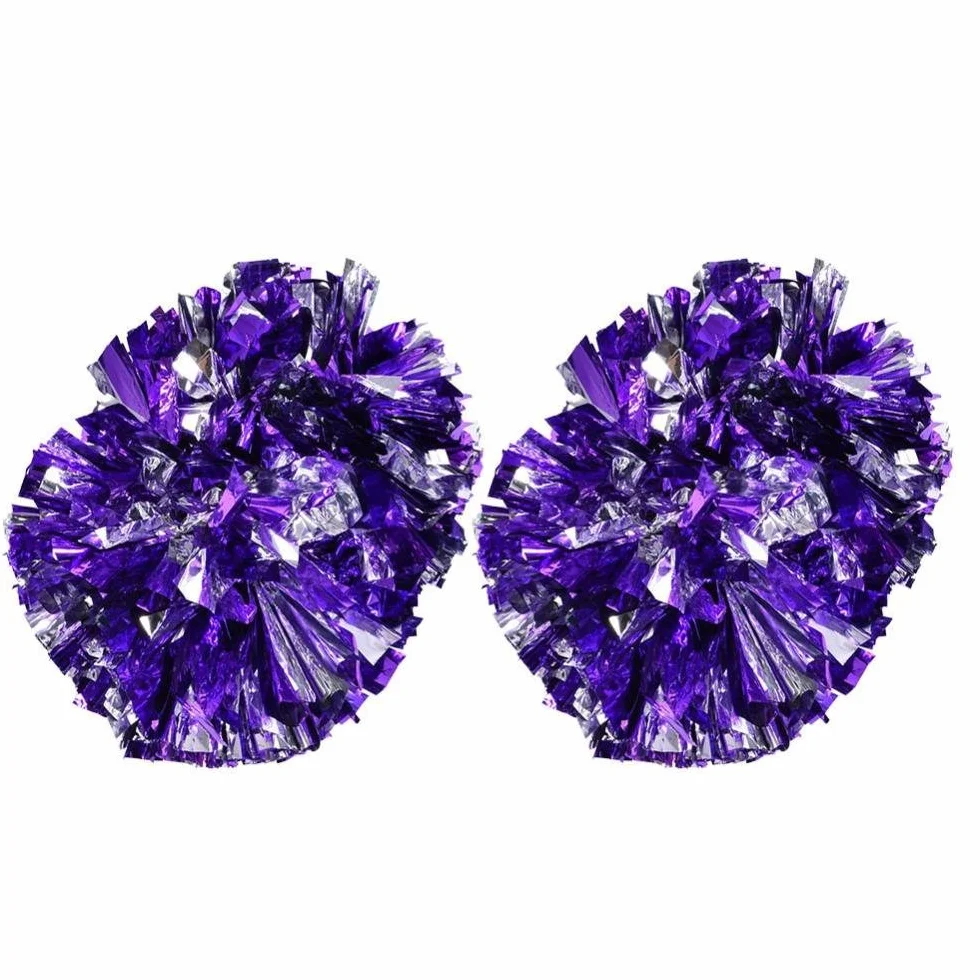 Pompon Aerobici Leggeri e Resistenti Argento e Viola per Danza Sportiva