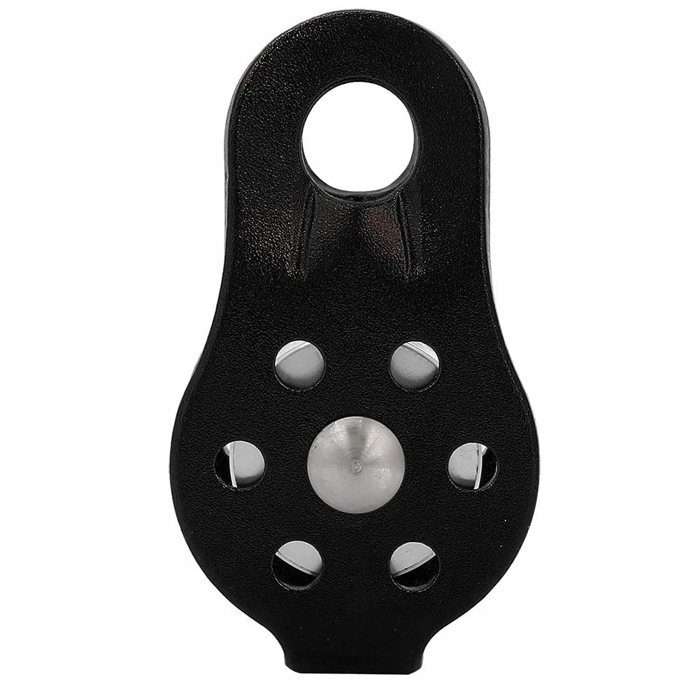 Carrucola da Arrampicata su Roccia 26KN in Lega di Alluminio per Corda da 12 mm Nero