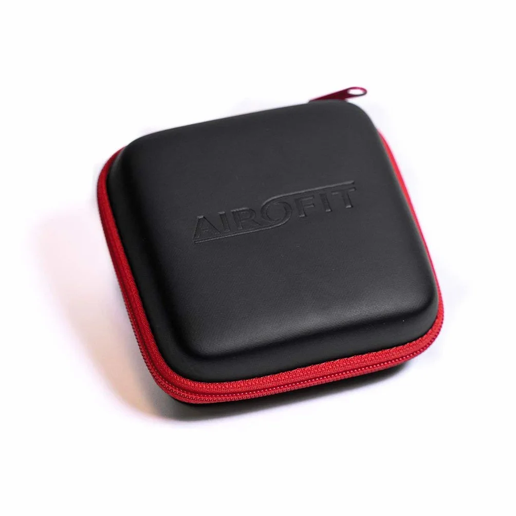 Airofit Pro Custodia rigida per allenamento respiratorio 4x4 pollici nero rosso