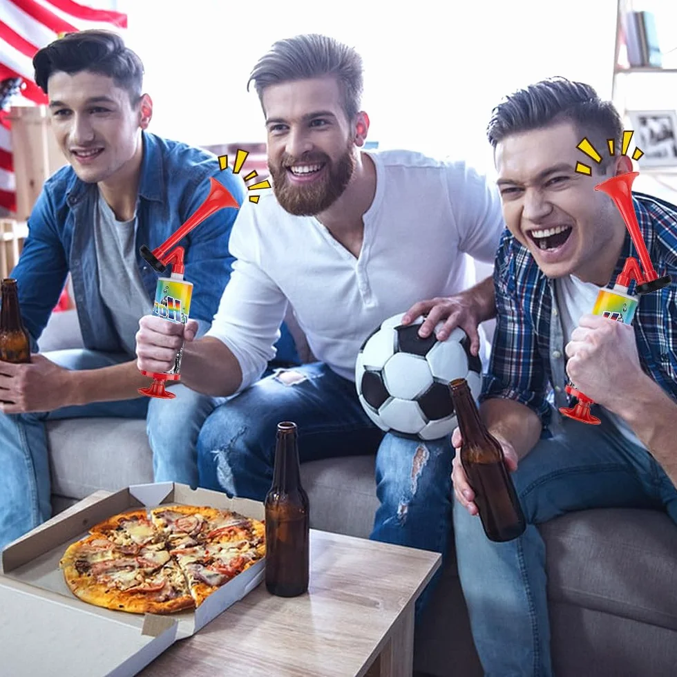 Tromba da Stadio 2 Pezzi, Trombetta Forte, Corno da Stadio, Fanfare Air Horn per Feste, Partite di Calcio, Eventi Sportivi Rosso